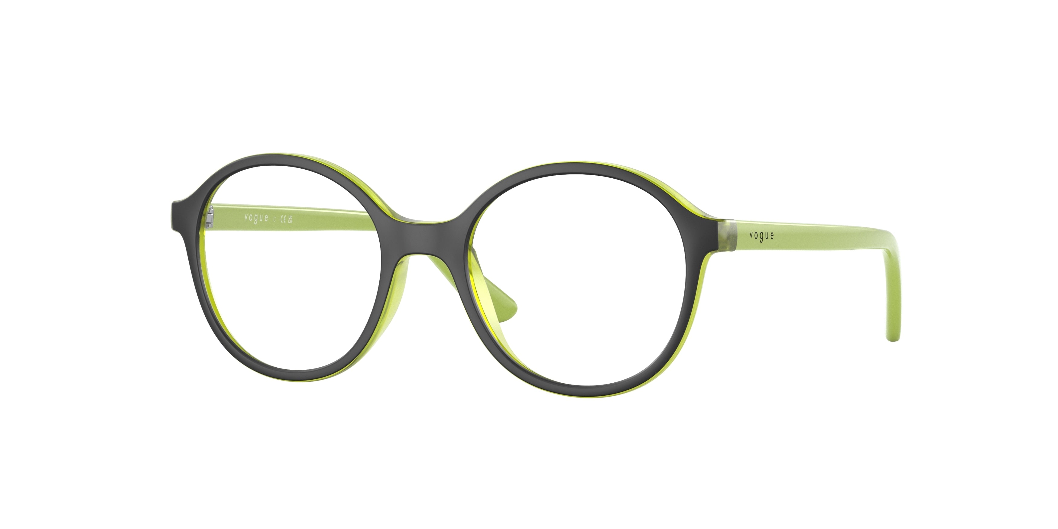 VOGUE JUNIOR OPHTHAL VY2015 Round Eyeglasses  3028-Green/Top Black Matte 45-125-16 - Color Map Green