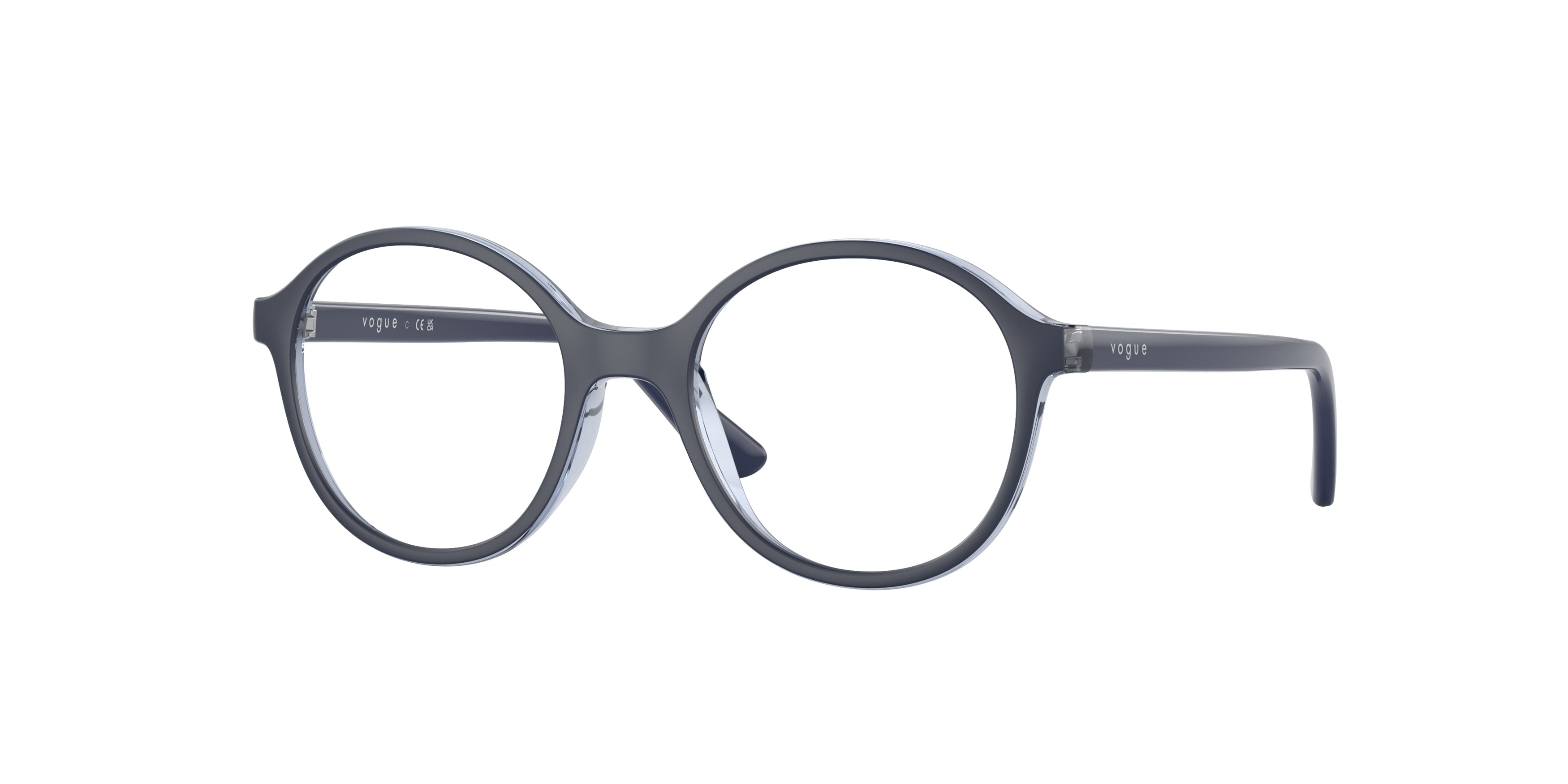 VOGUE JUNIOR OPHTHAL VY2015 Round Eyeglasses  3029-Blue/Top Blue Matte 45-125-16 - Color Map Blue