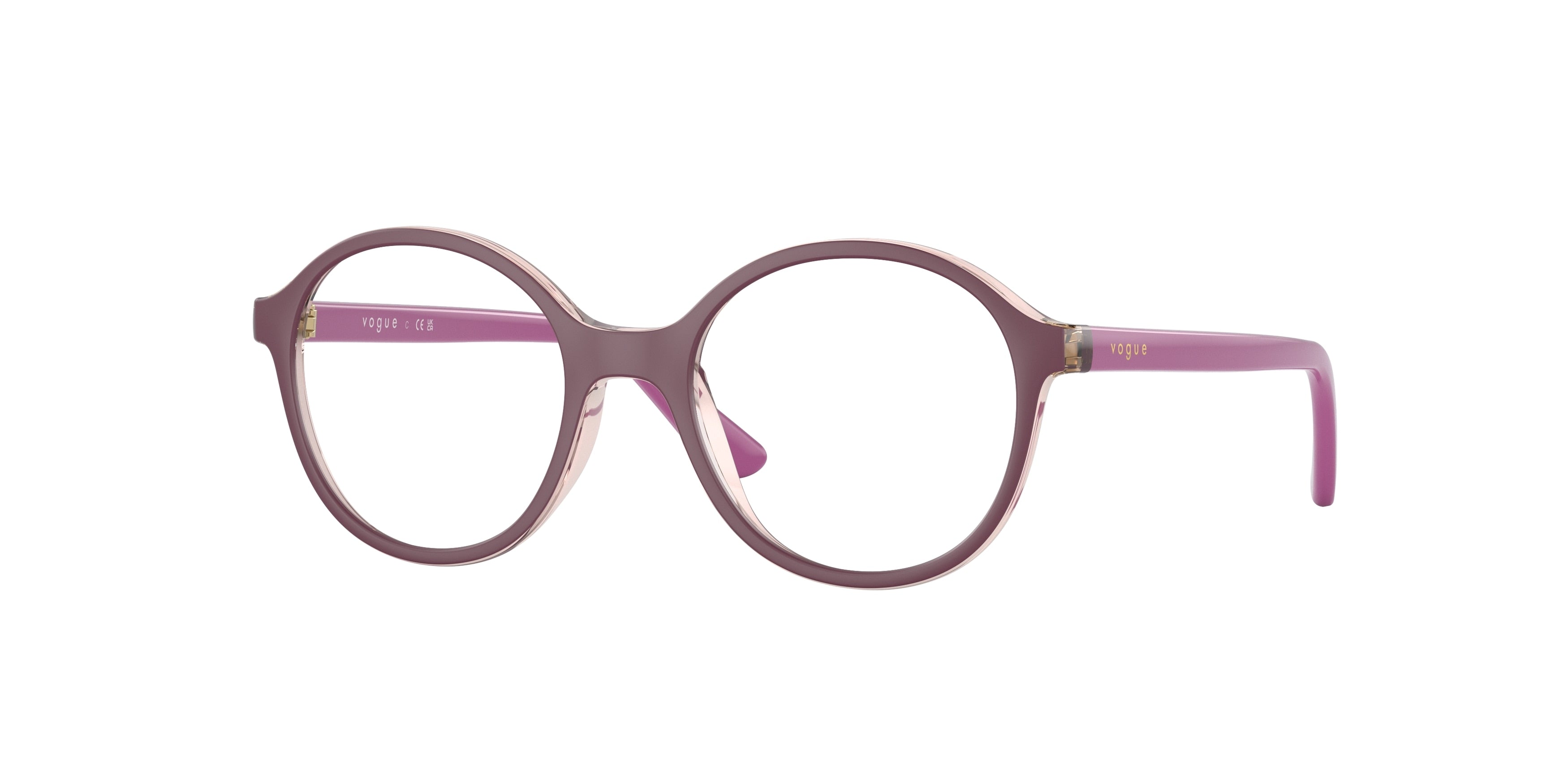 VOGUE JUNIOR OPHTHAL VY2015 Round Eyeglasses  3030-Pink/Top Mauve Matte 45-125-16 - Color Map Pink