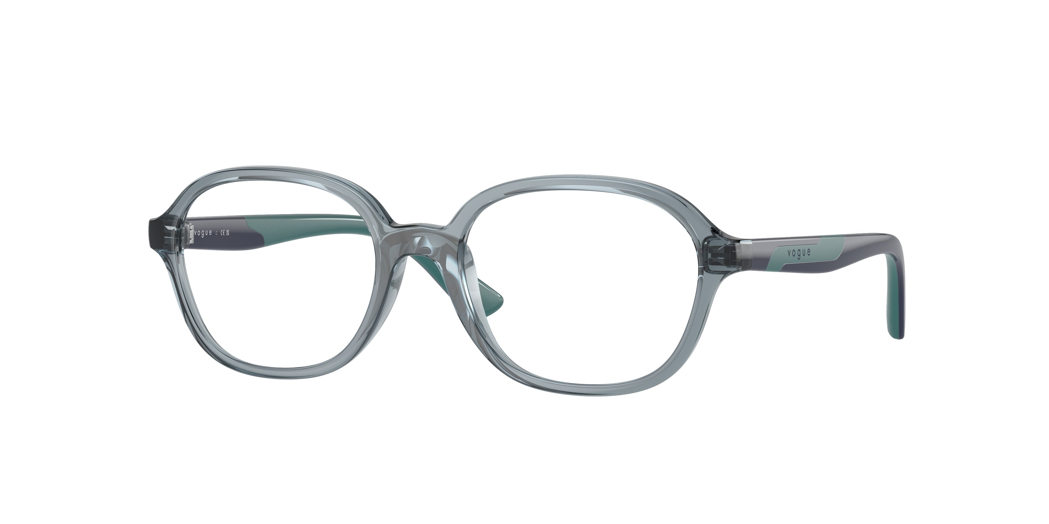 VOGUE JUNIOR OPHTHAL VY2018 Oval Eyeglasses  2966-Transparent Light Blue 47-125-16 - Color Map Blue