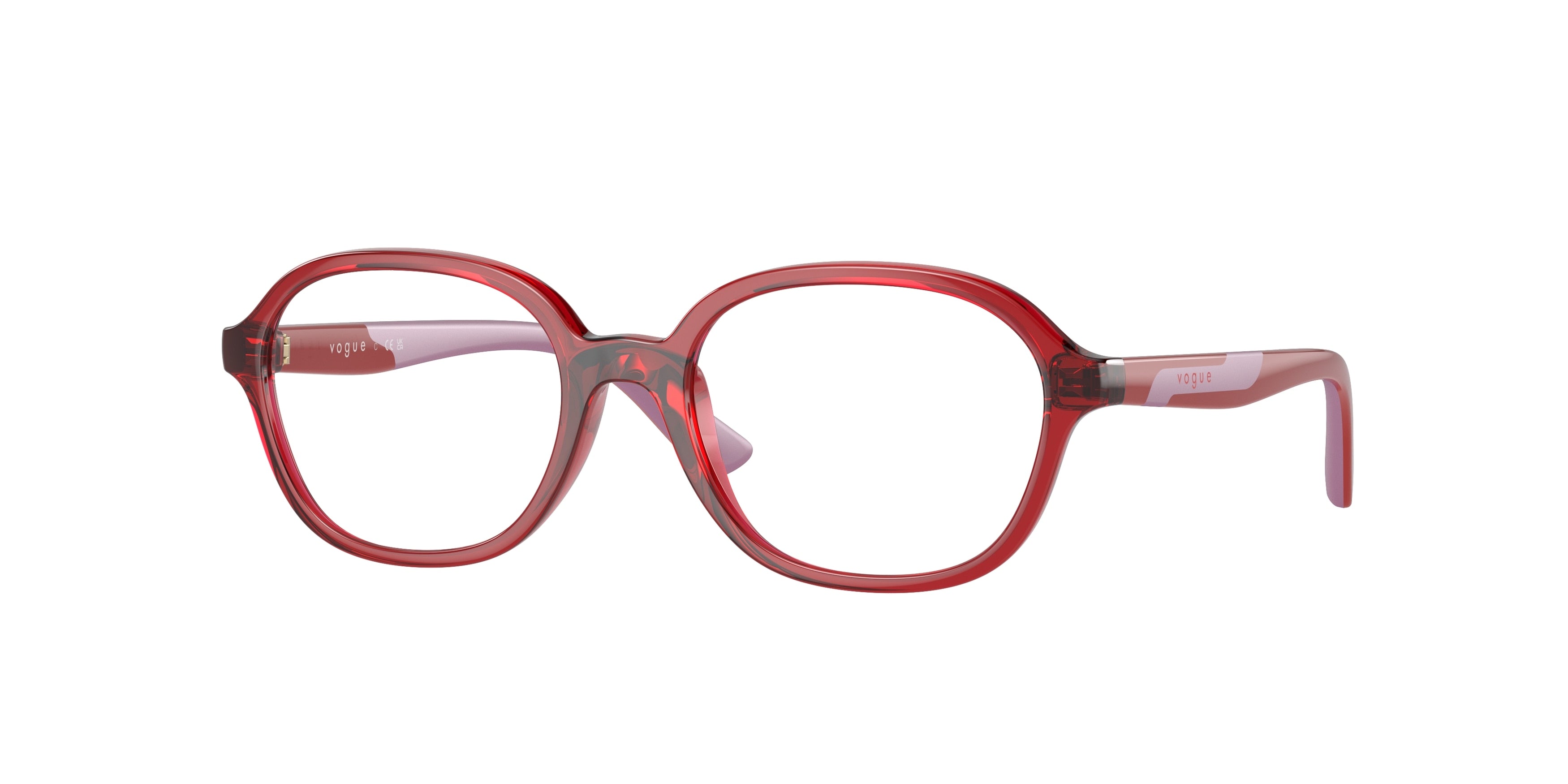 VOGUE JUNIOR OPHTHAL VY2018 Oval Eyeglasses  3066-Transparent Dark Red 47-125-16 - Color Map Red