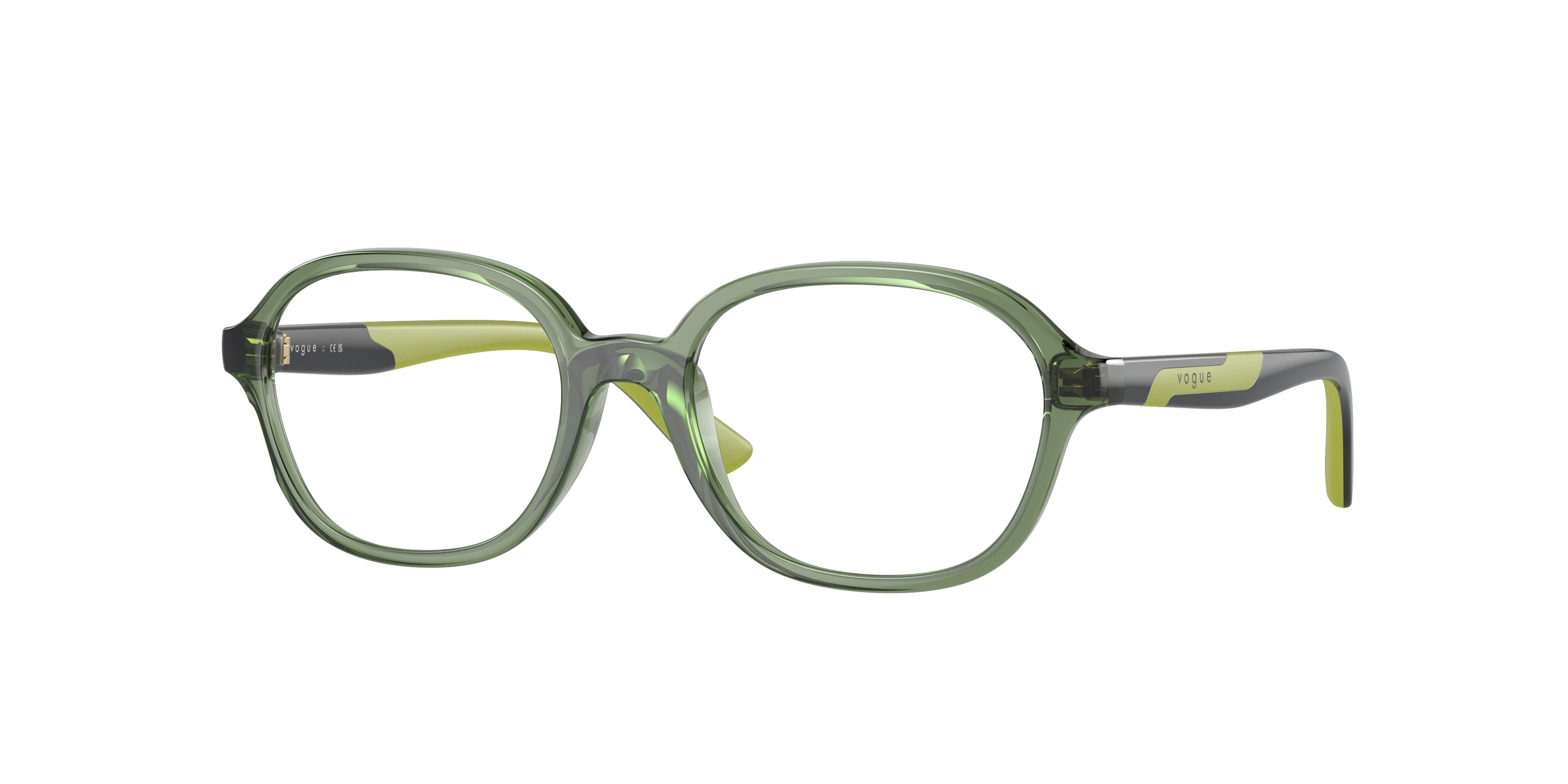 VOGUE JUNIOR OPHTHAL VY2018 Oval Eyeglasses  3067-Transparent Dark Green 47-125-16 - Color Map Green