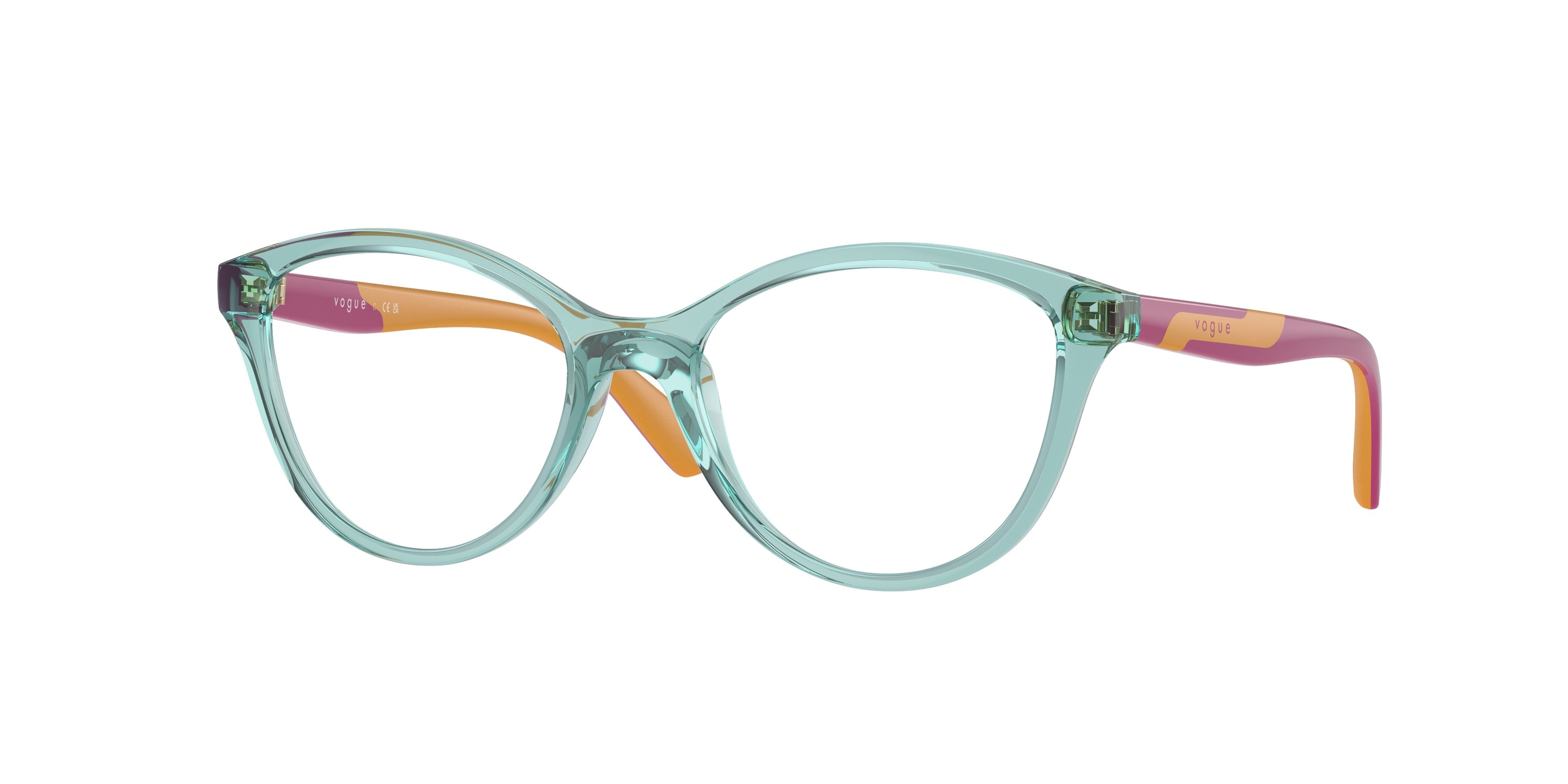 VOGUE JUNIOR OPHTHAL VY2019 Pillow Eyeglasses  3032-Transparent Sage 48-125-16 - Color Map Green