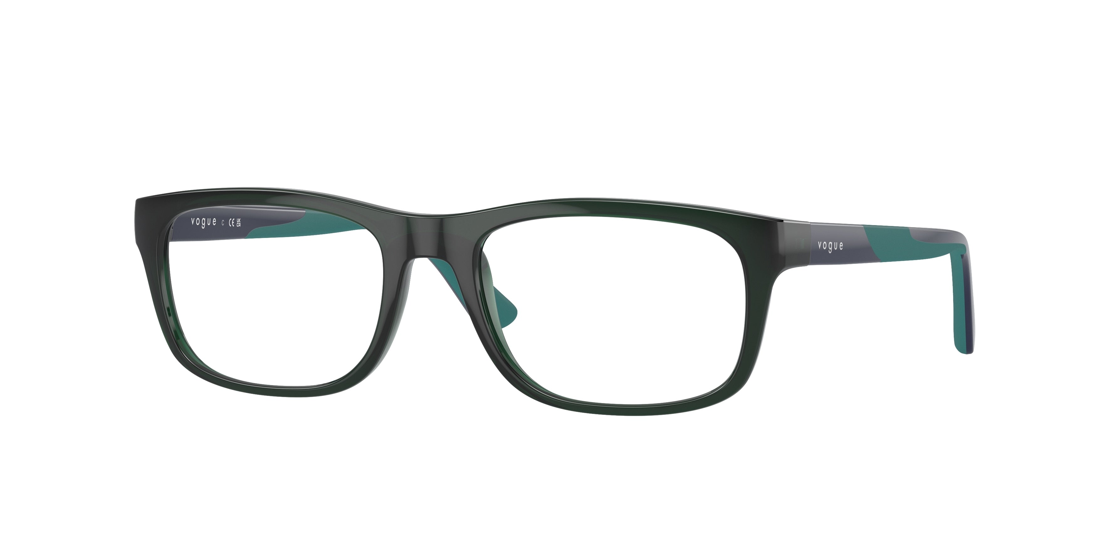 VOGUE JUNIOR OPHTHAL VY2021 Rectangle Eyeglasses  3107-Transparent Green 50-130-17 - Color Map Green