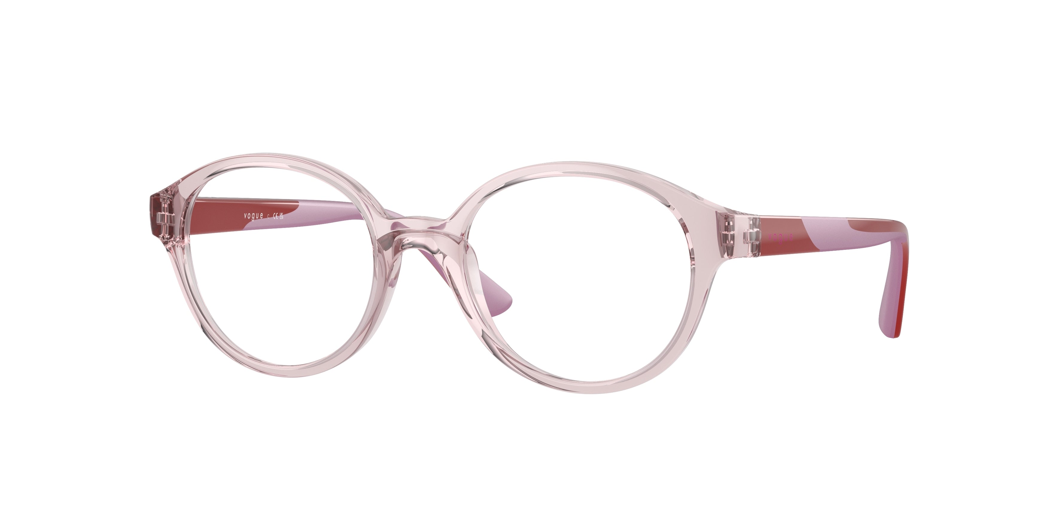 VOGUE JUNIOR OPHTHAL VY2025 Oval Eyeglasses  2942-Transparent Rose 45-125-17 - Color Map Pink