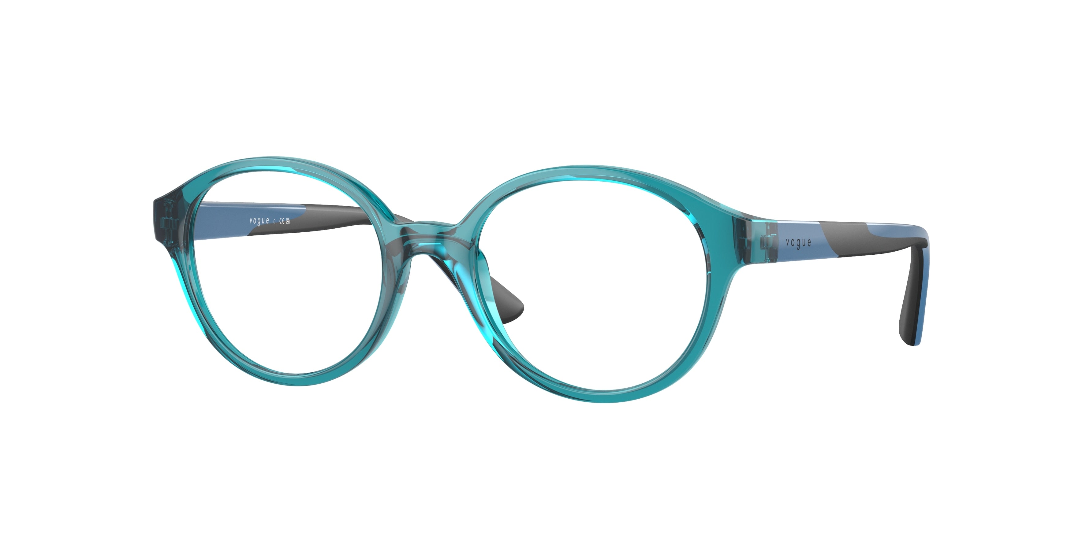 VOGUE JUNIOR OPHTHAL VY2025 Oval Eyeglasses  3068-Transparent Blue 45-125-17 - Color Map Blue