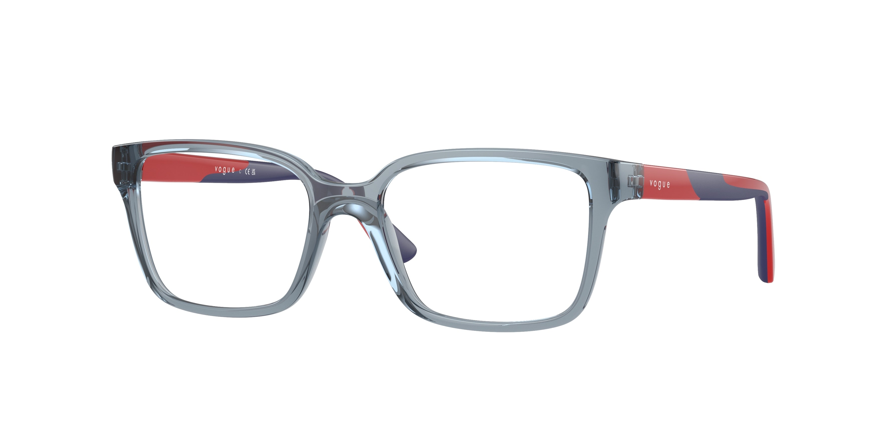 VOGUE JUNIOR OPHTHAL VY2026 Rectangle Eyeglasses  2966-Transparent Light Blue 49-130-16 - Color Map Blue