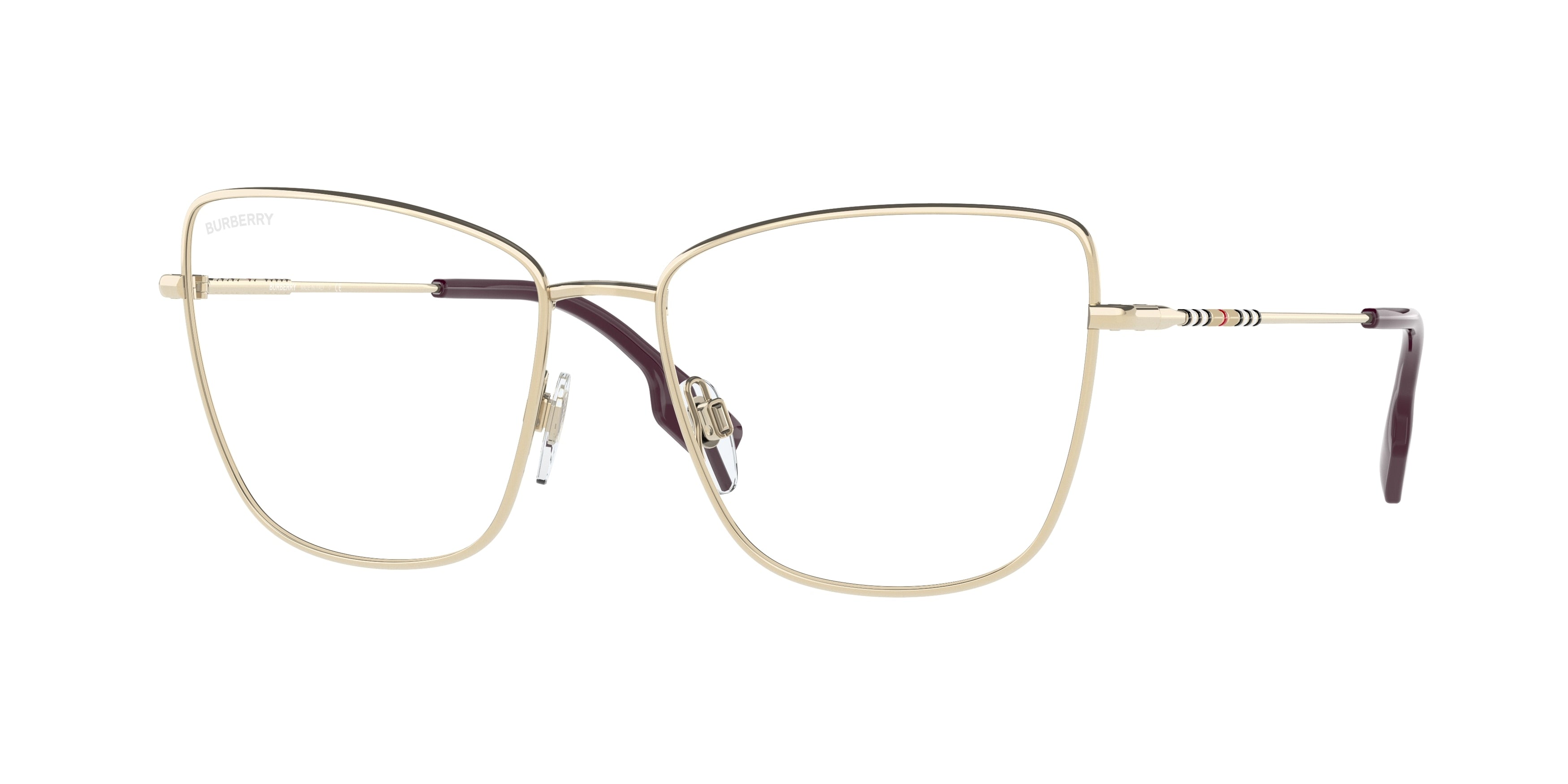 Burberry BEA BE1367 Cat Eye Eyeglasses  1339-Light Gold 55-140-16 - Color Map Gold