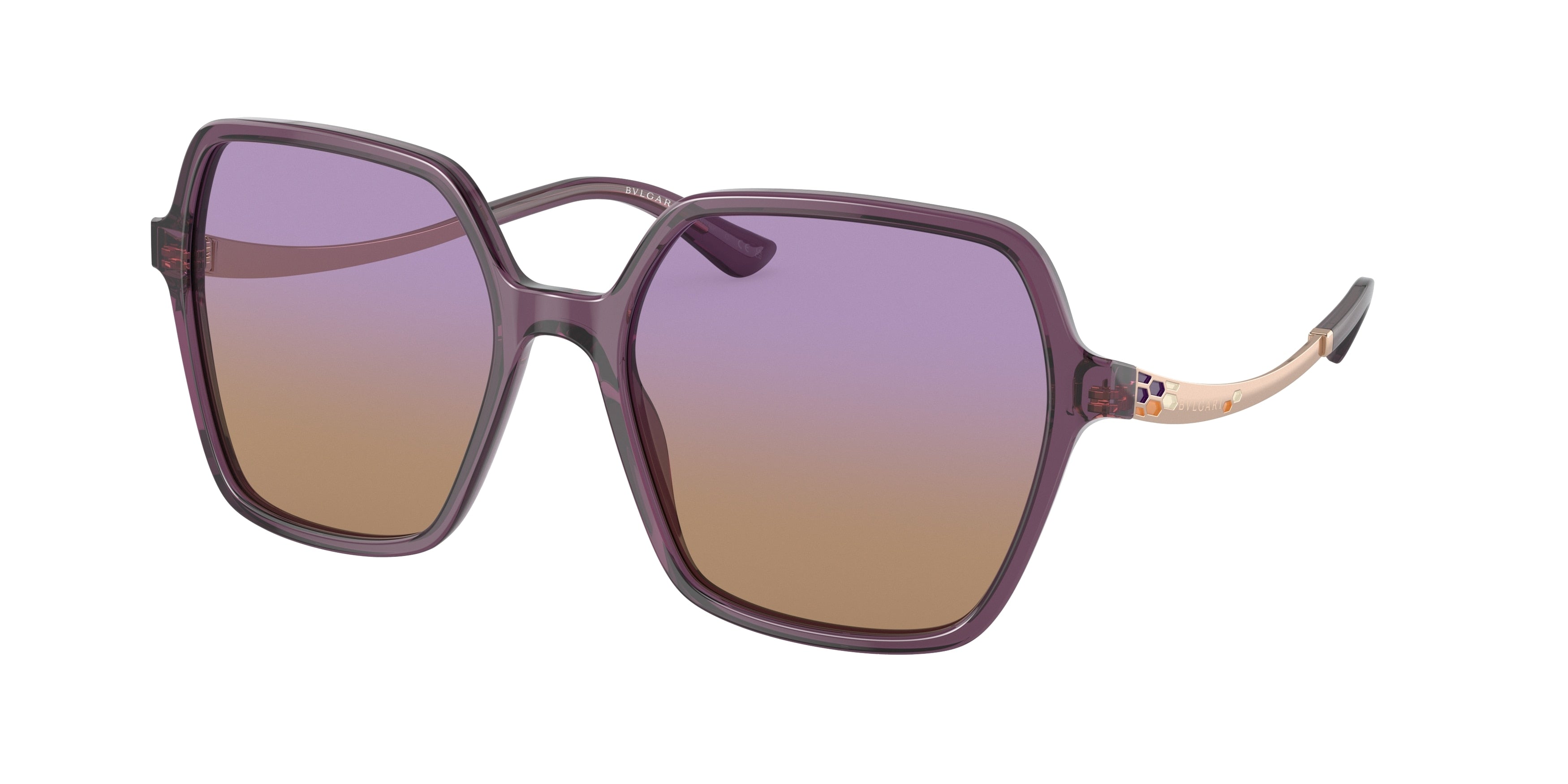 Bvlgari BV8252 Irregular Sunglasses  5514EL-Transparent Amethyst 56-140-18 - Color Map Violet