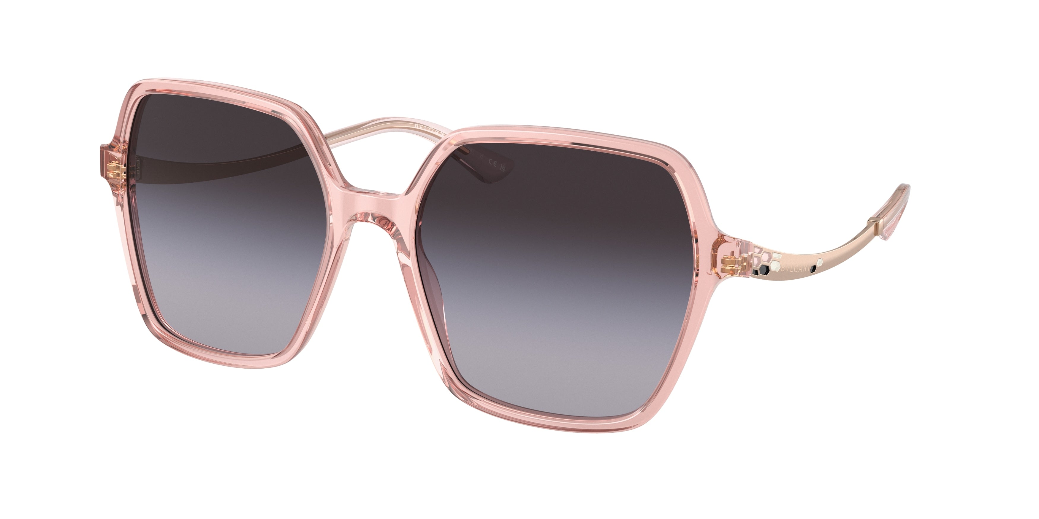 Bvlgari BV8252 Irregular Sunglasses  55208G-Transparent Rose 56-140-18 - Color Map Pink