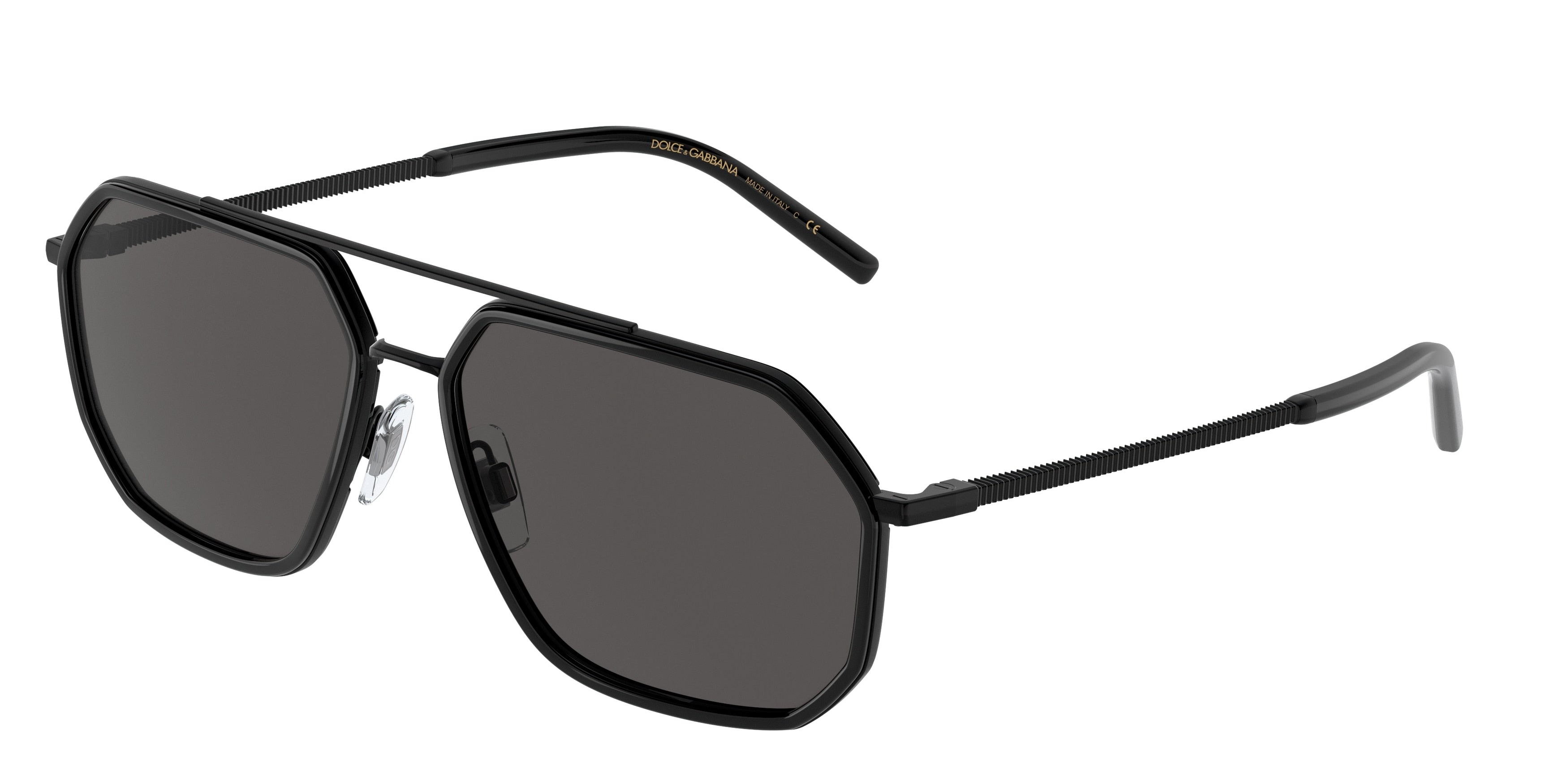 DOLCE & GABBANA DG2285 Pilot Sunglasses  110687-Black Matte/Black 60-145-15 - Color Map Black