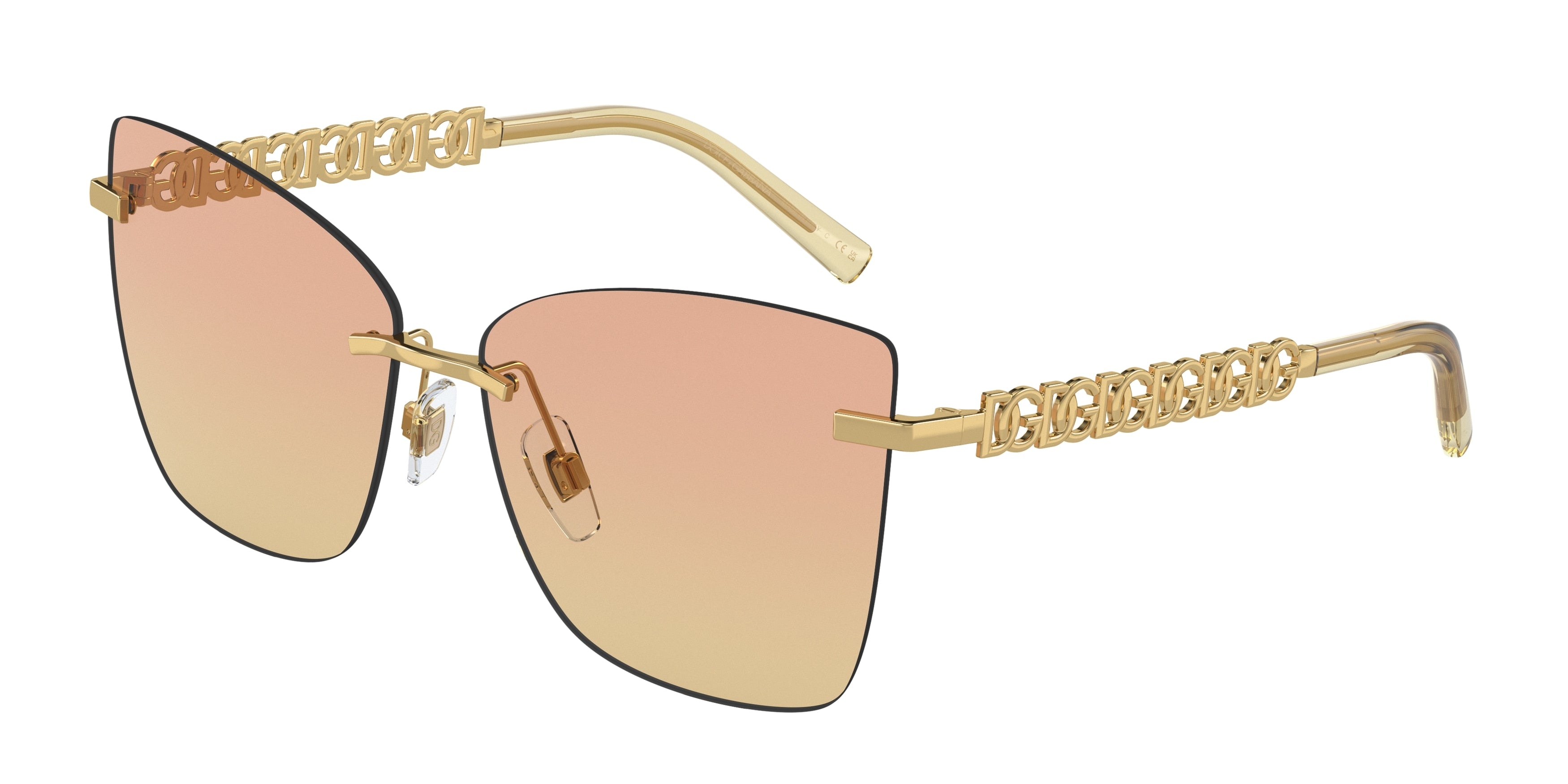 DOLCE & GABBANA DG2289 Butterfly Sunglasses  02/EL-Gold/Orange 59-140-14 - Color Map Gold