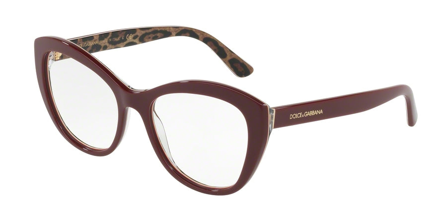 DOLCE & GABBANA DG3284F Cat Eye Eyeglasses  3156-BORDEAUX ON LEO 53-17-140 - Color Map bordeaux