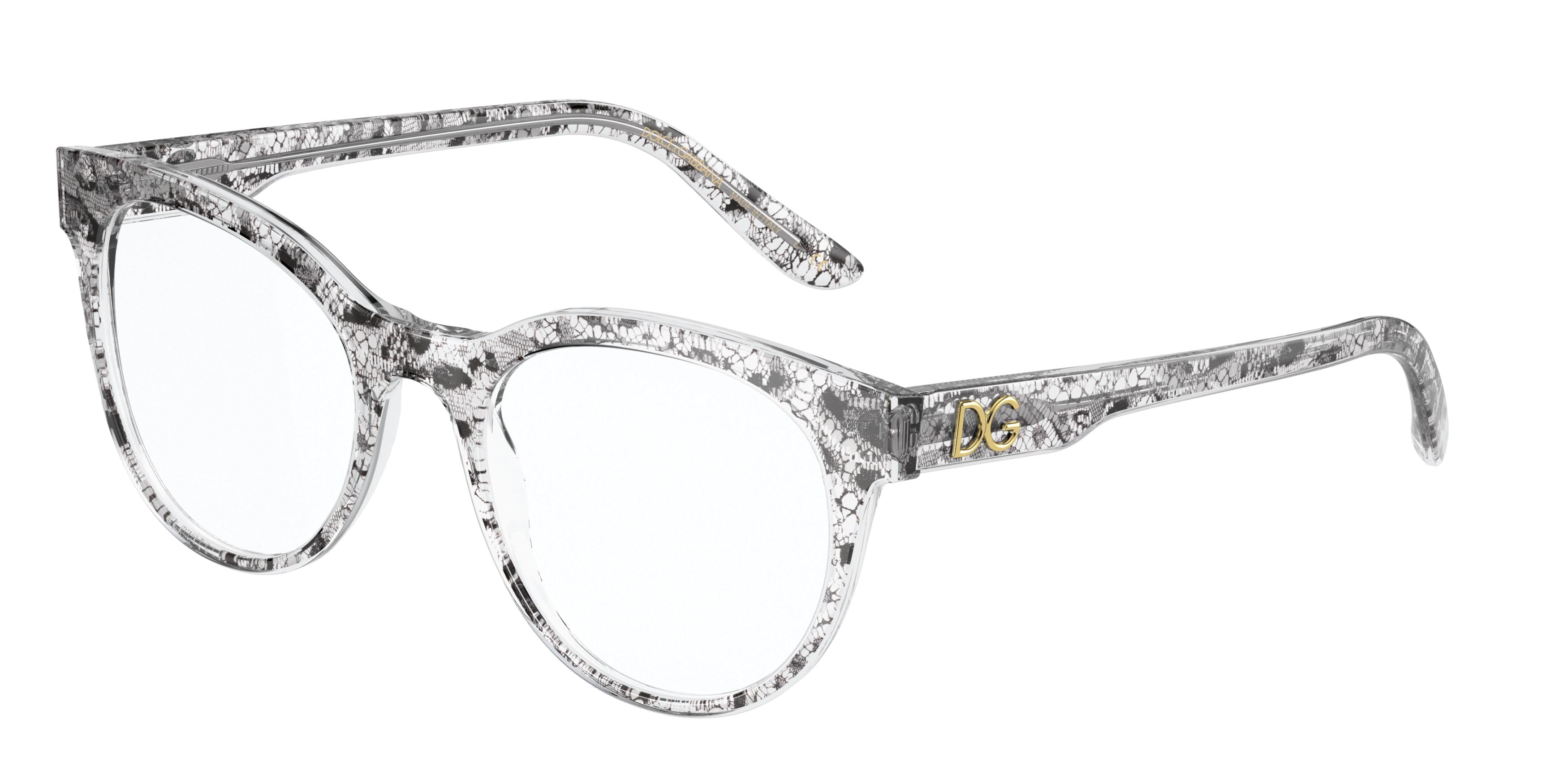 DOLCE & GABBANA DG3334 Phantos Eyeglasses  3287-Black Lace 52-145-20 - Color Map Black