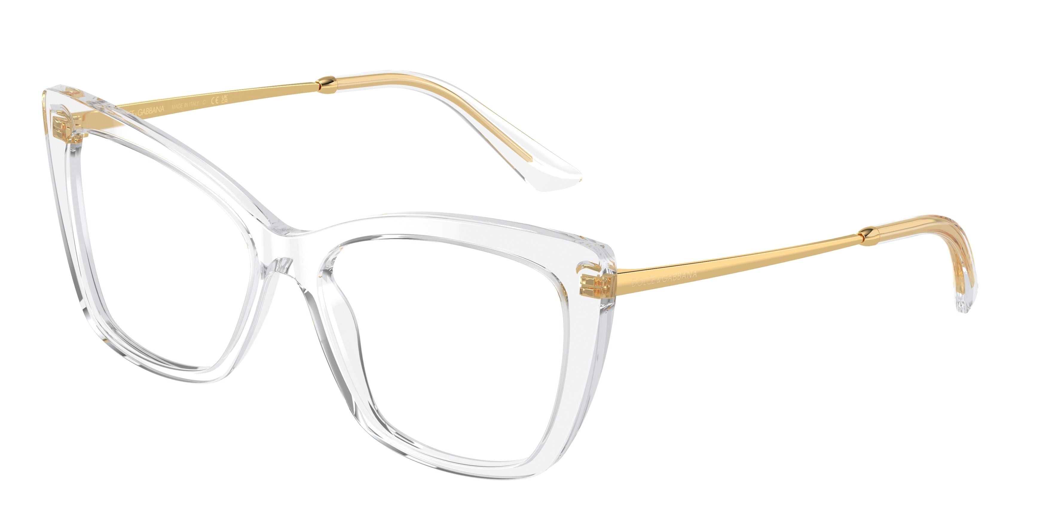 DOLCE & GABBANA DG3348 Cat Eye Eyeglasses  3133-Crystal 55-145-16 - Color Map White