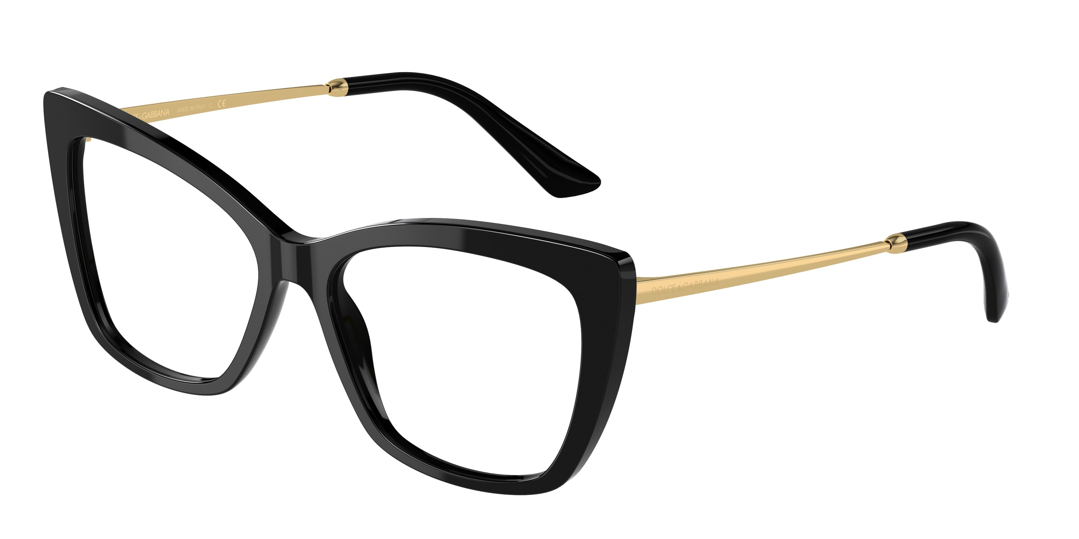 DOLCE & GABBANA DG3348 Cat Eye Eyeglasses  501-Black 55-145-16 - Color Map Black