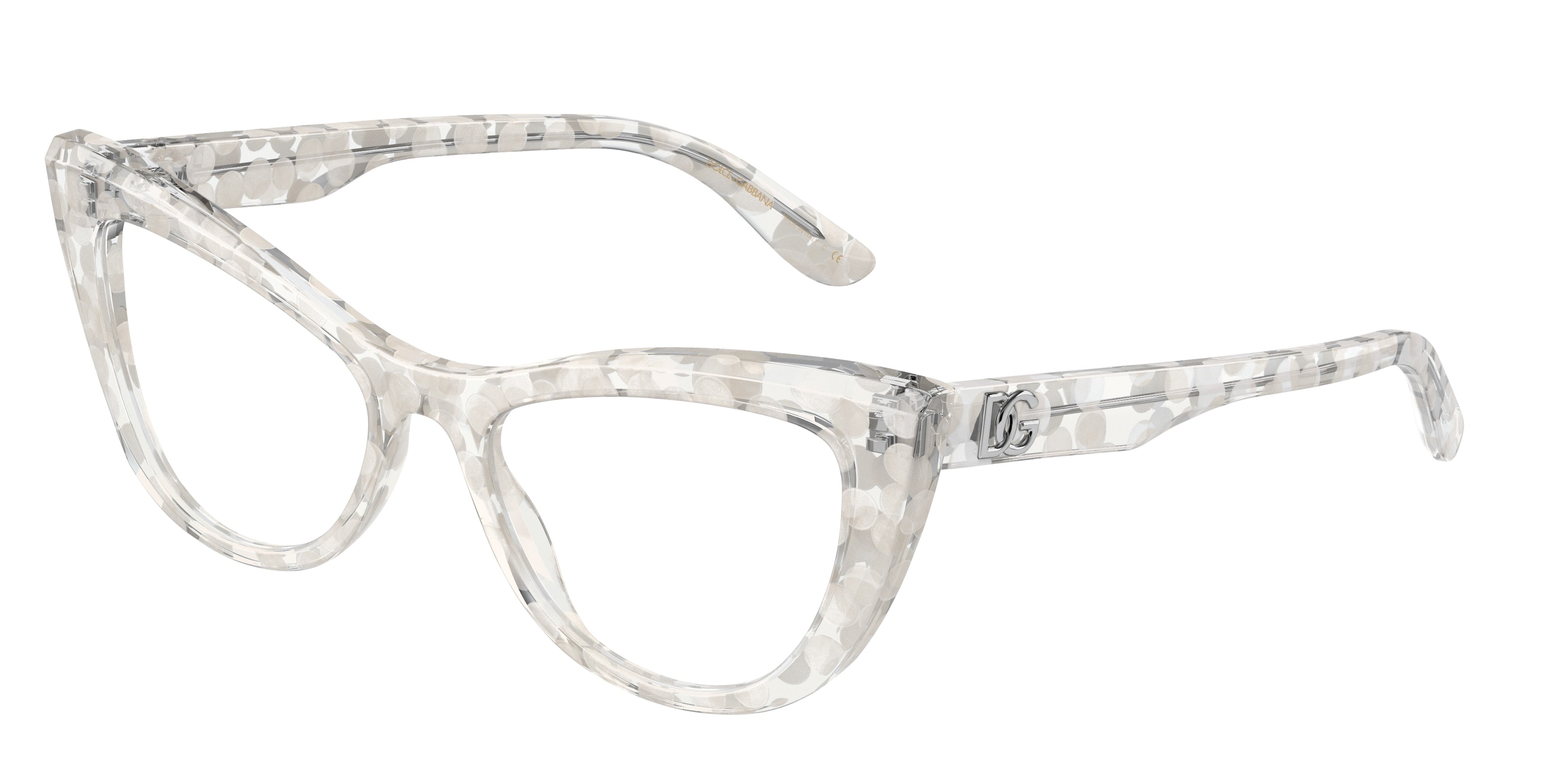 DOLCE & GABBANA DG3354 Cat Eye Eyeglasses  3348-Grey Bubble 54-145-18 - Color Map Grey