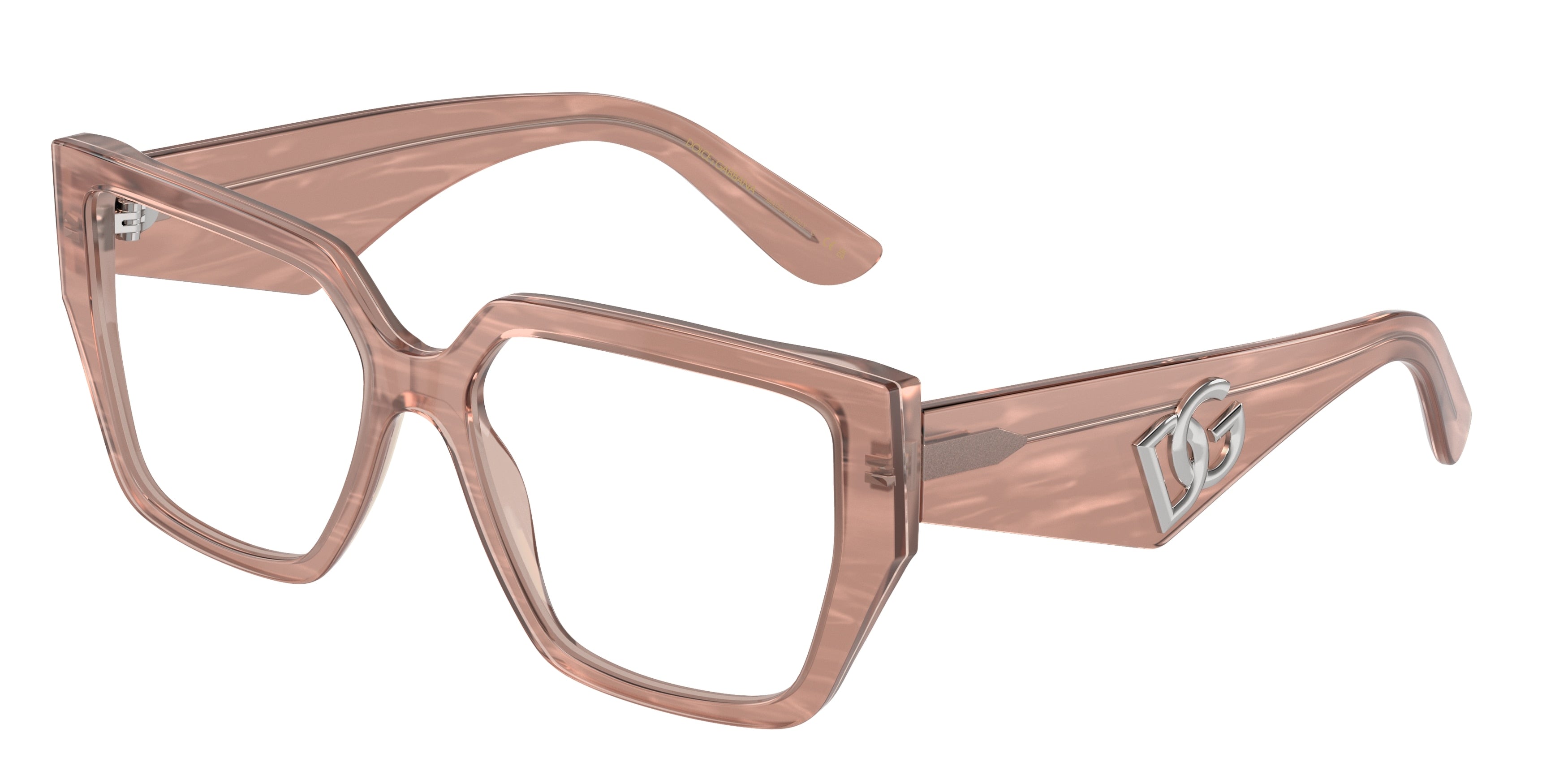 DOLCE & GABBANA DG3373 Square Eyeglasses  3411-Fleur Caramel 55-145-16 - Color Map Brown