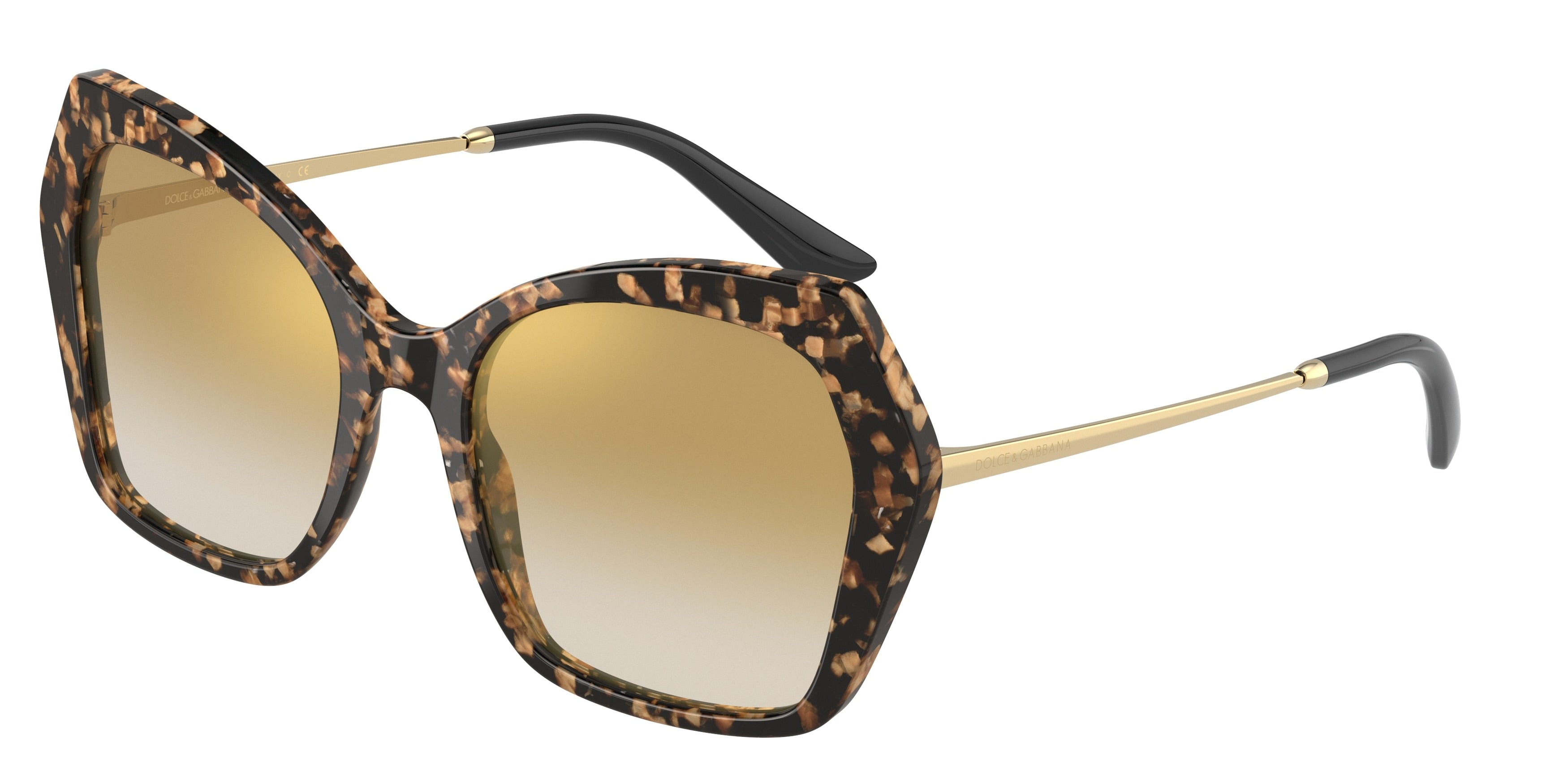 DOLCE & GABBANA DG4399 Butterfly Sunglasses  911/6E-Cube Black/Gold 56-145-20 - Color Map Black