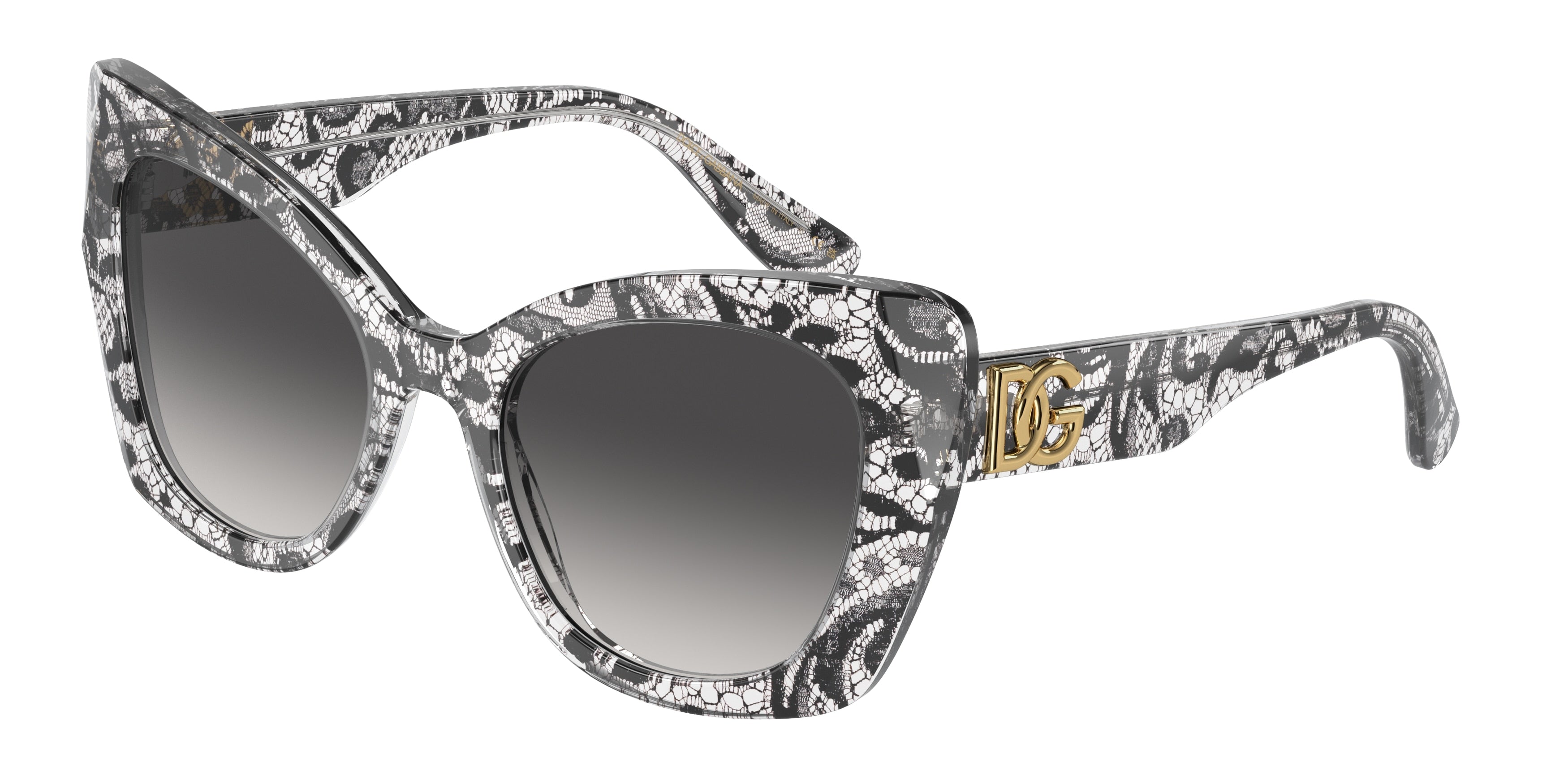 DOLCE & GABBANA DG4405 Butterfly Sunglasses  32878G-Black Lace 53-140-20 - Color Map Black