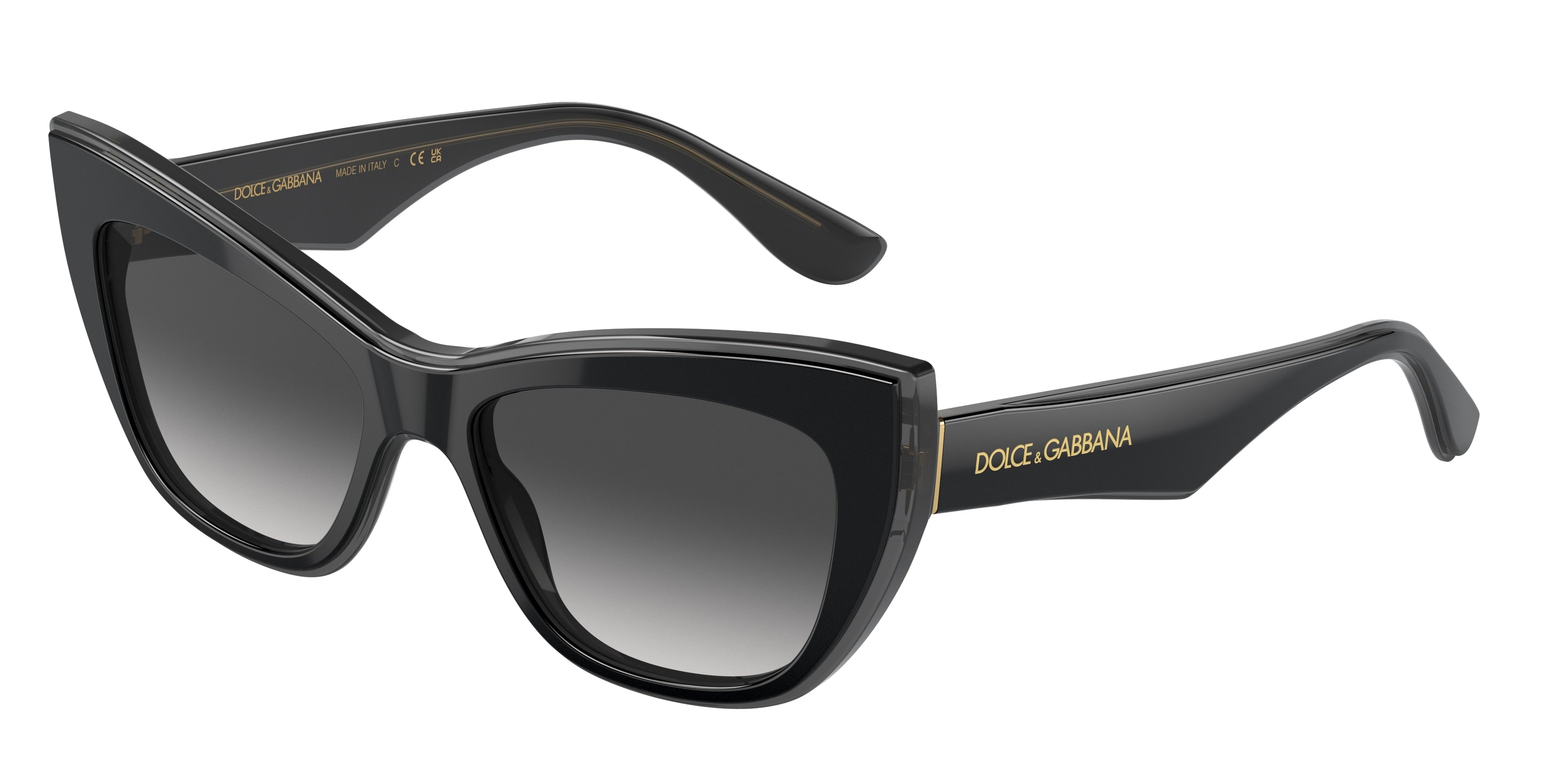 DOLCE & GABBANA DG4417 Cat Eye Sunglasses  32468G-Black/Transparent Grey 54-145-17 - Color Map Black