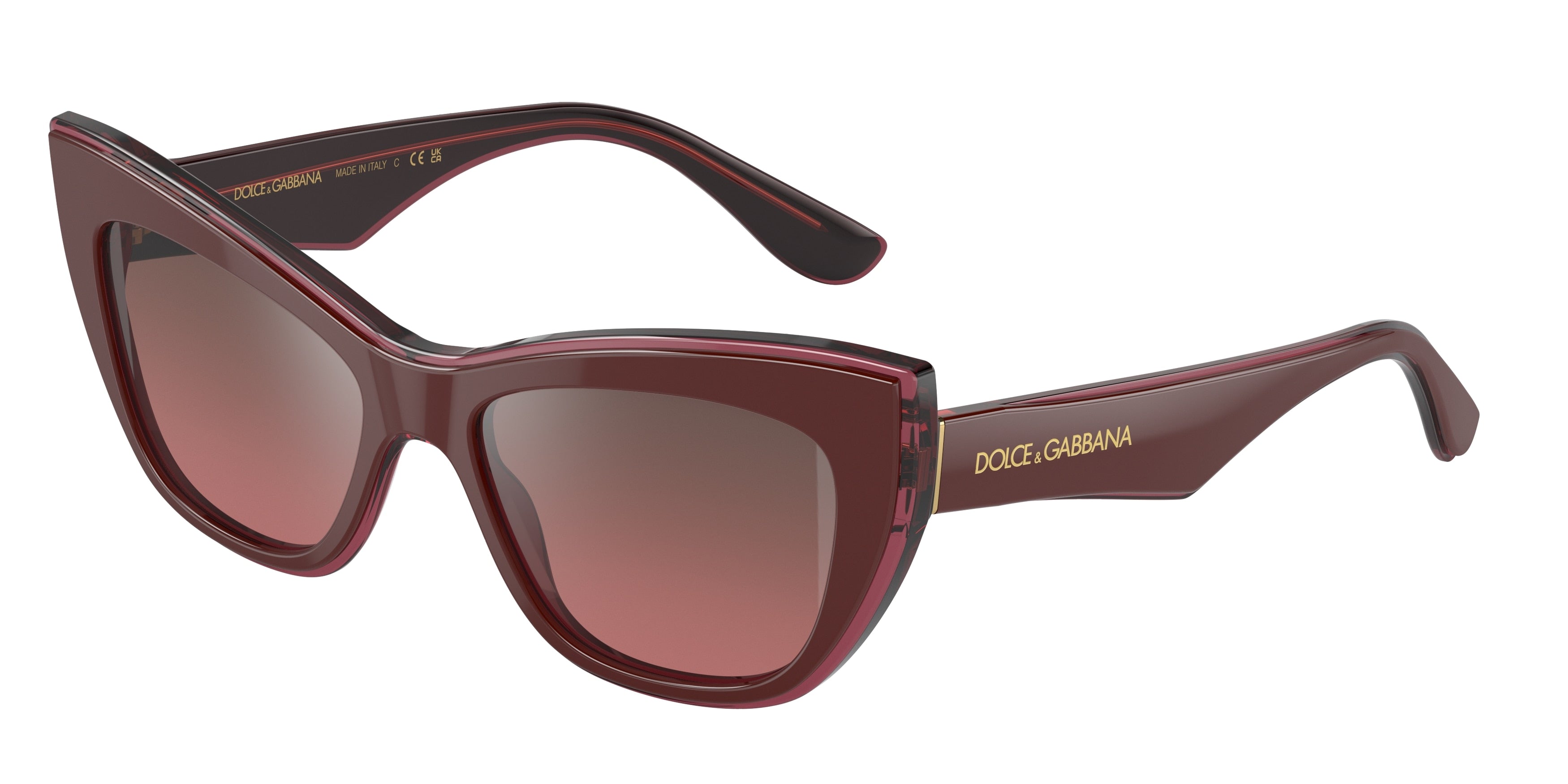 DOLCE & GABBANA DG4417 Cat Eye Sunglasses  32477E-Bordeaux/Transparent Bordeaux 54-145-17 - Color Map Red