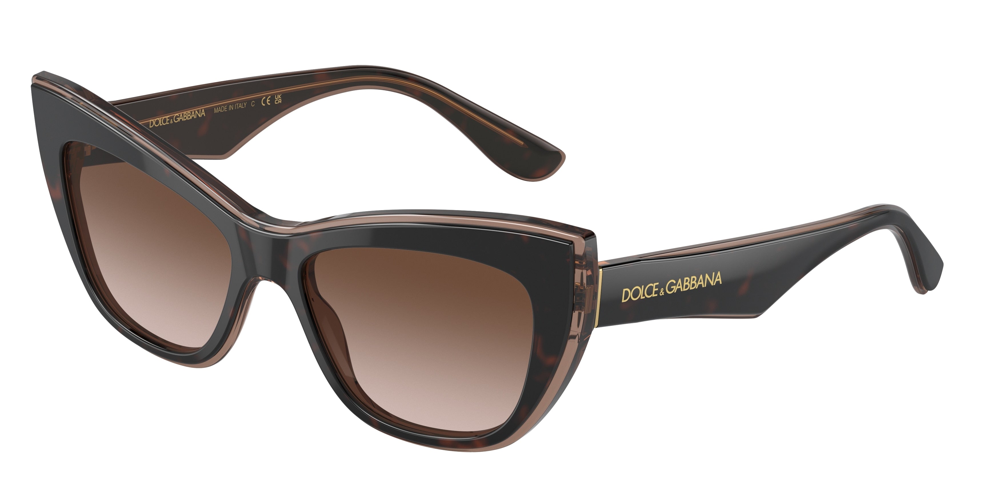 DOLCE & GABBANA DG4417 Cat Eye Sunglasses  325613-Havana/Transparent Brown 54-145-17 - Color Map Brown