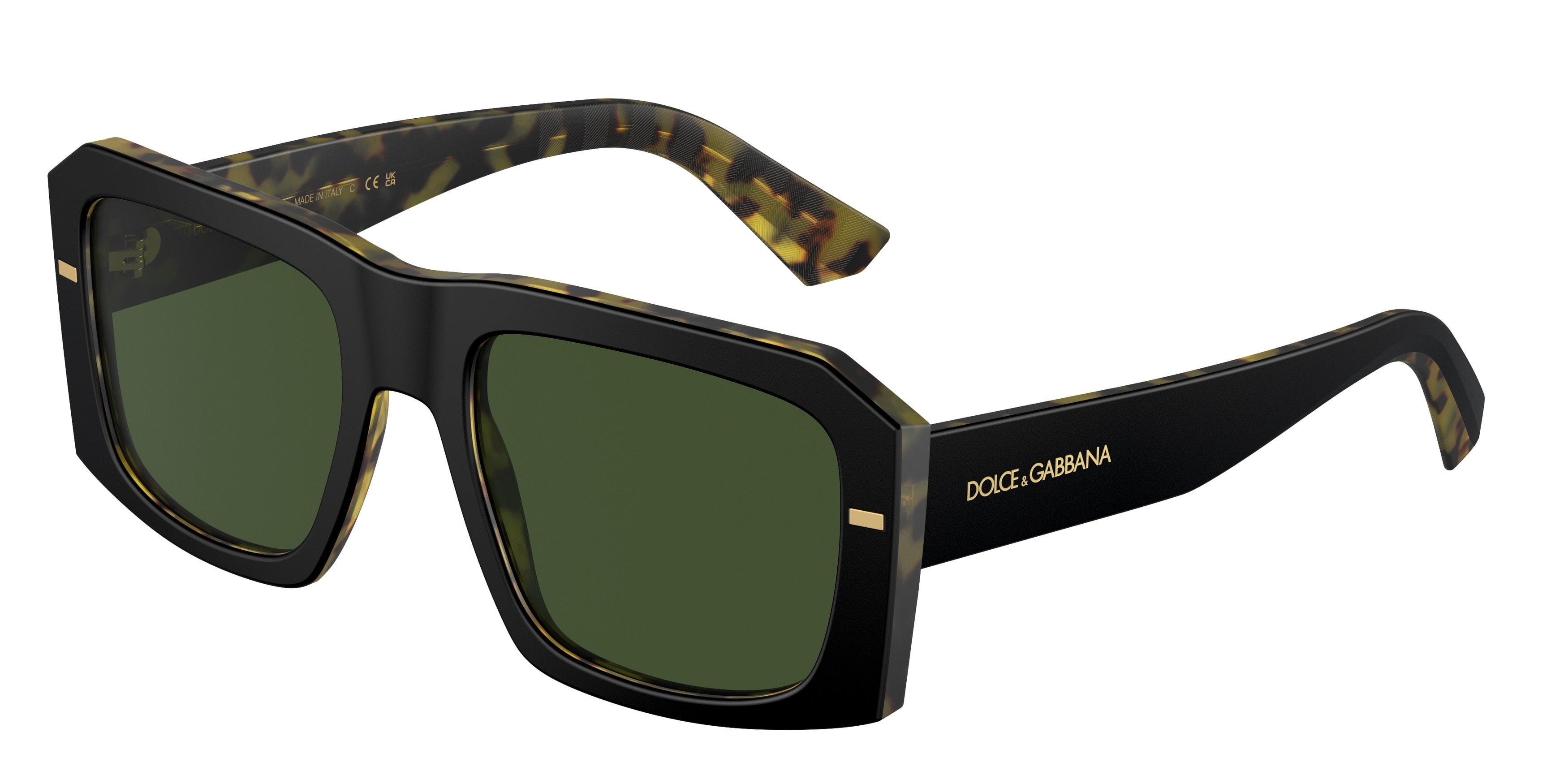 DOLCE & GABBANA DG4430F Square Sunglasses  340471-Matte Black On Yellow Havana 54-145-20 - Color Map Black