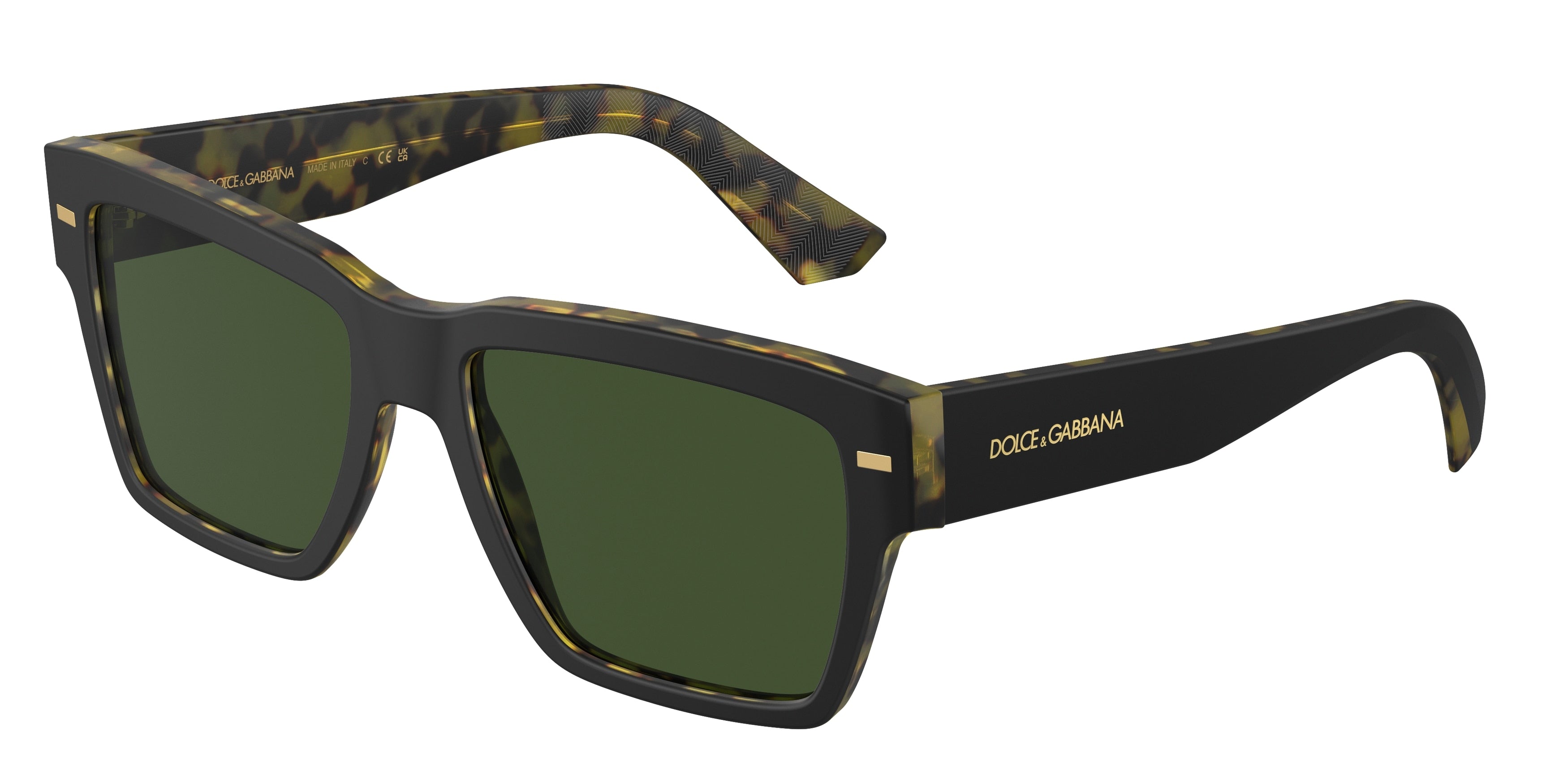 DOLCE & GABBANA DG4431F Square Sunglasses  340471-Matte Black On Yellow Havana 54-145-18 - Color Map Black