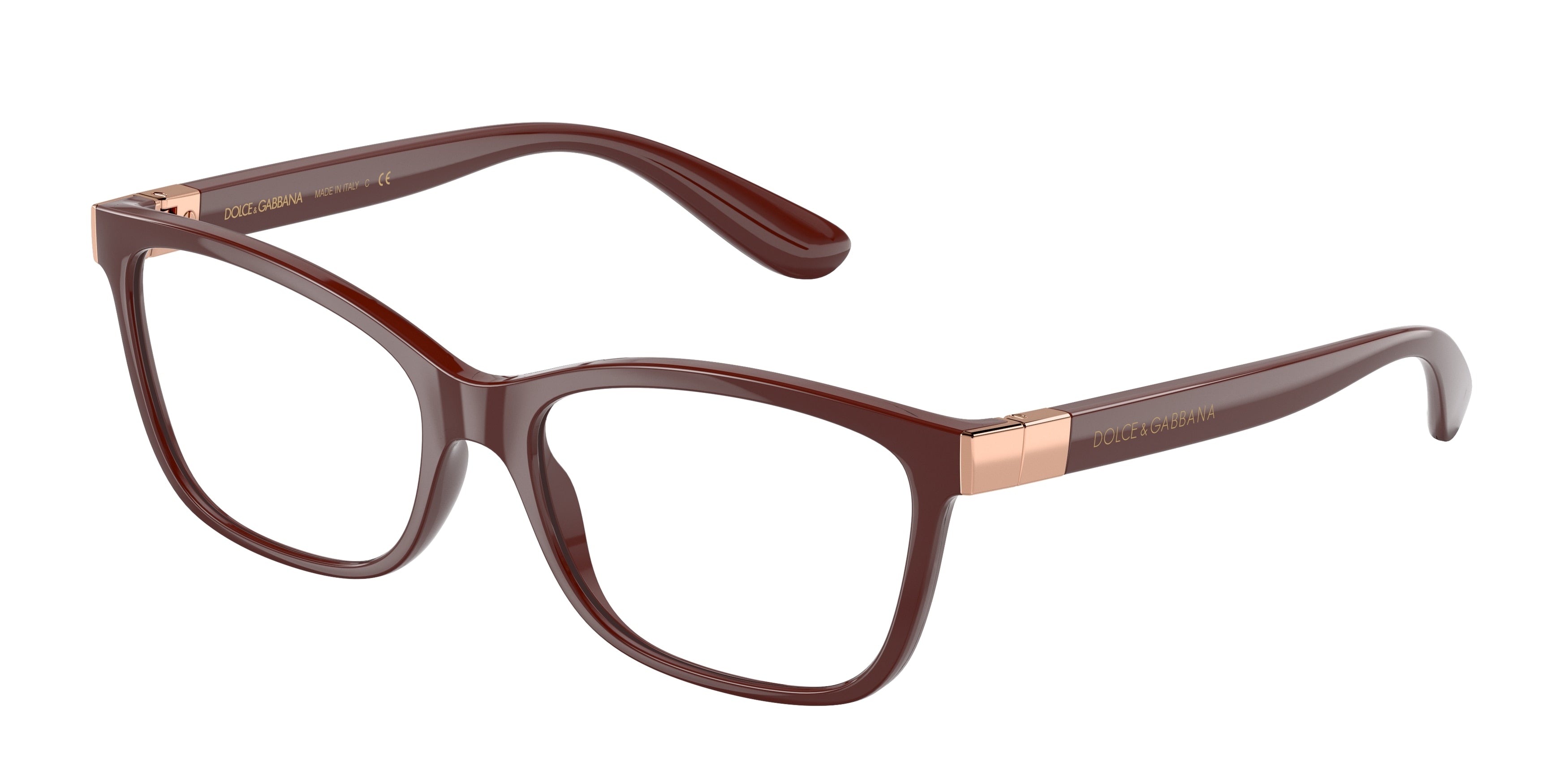 DOLCE & GABBANA DG5077 Rectangle Eyeglasses  3285-Bordeaux 53-140-16 - Color Map Red