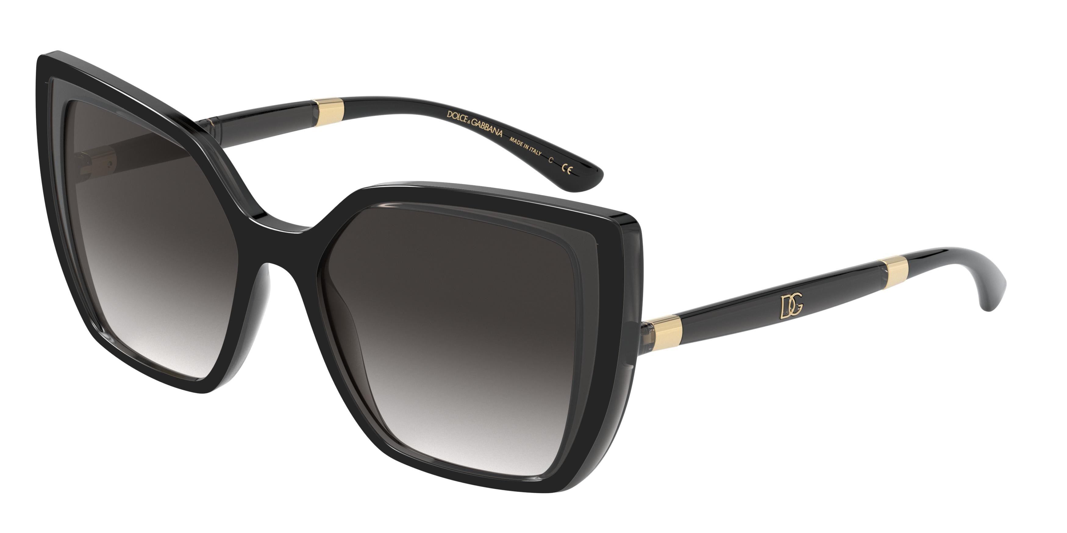 DOLCE & GABBANA DG6138 Square Sunglasses  32468G-Black On Transparent Grey 54-145-18 - Color Map Black