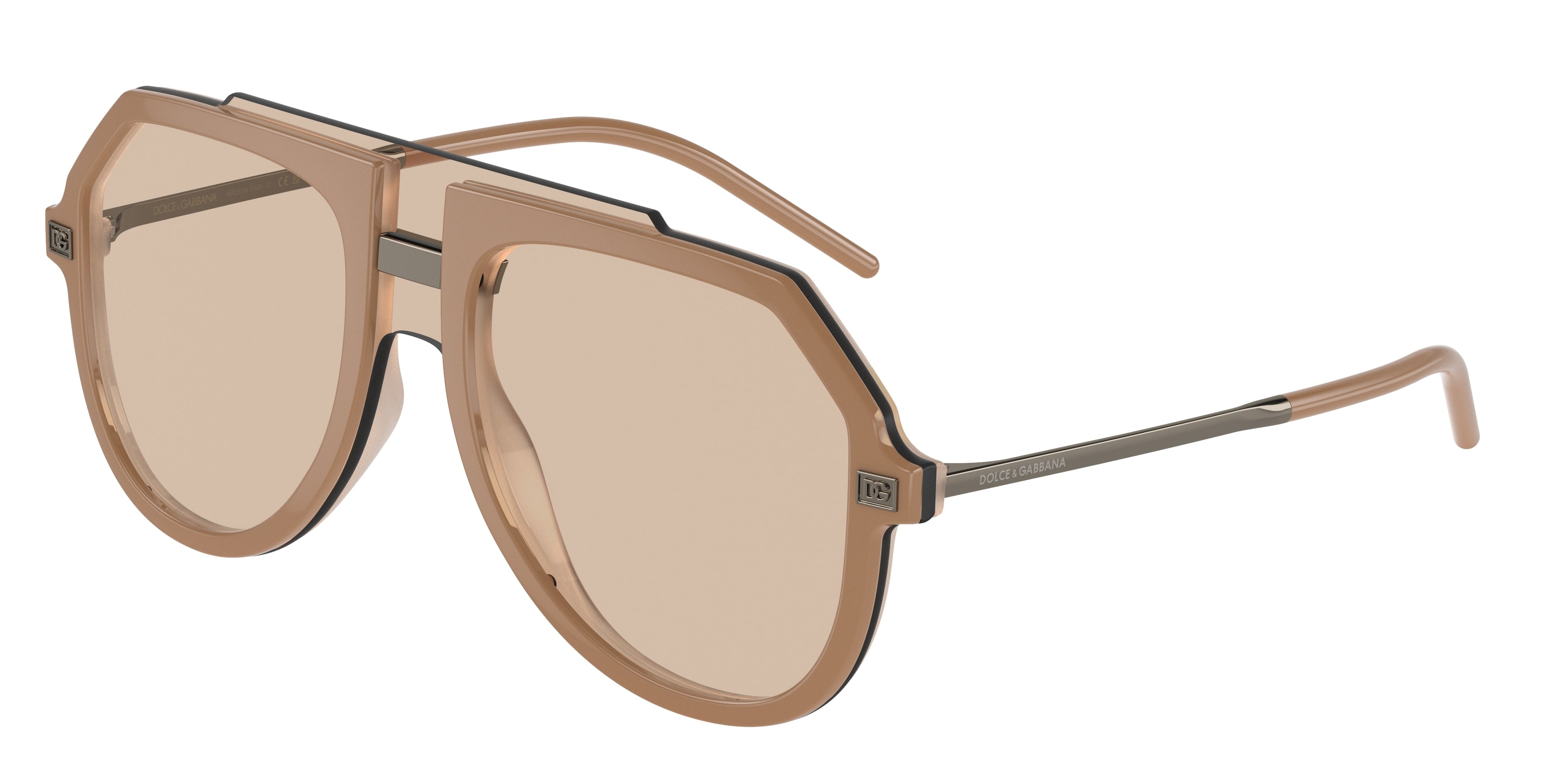 DOLCE & GABBANA DG6195 Pilot Sunglasses  328493-Beige 0-145-145 - Color Map Beige