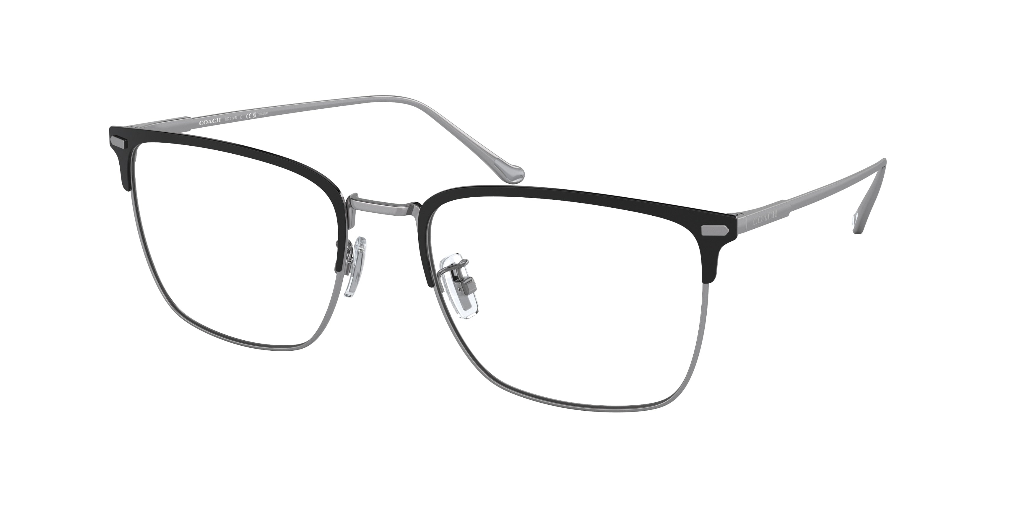 Coach HC5149T Square Eyeglasses  9004-Black/Gunmetal 56-145-19 - Color Map Black