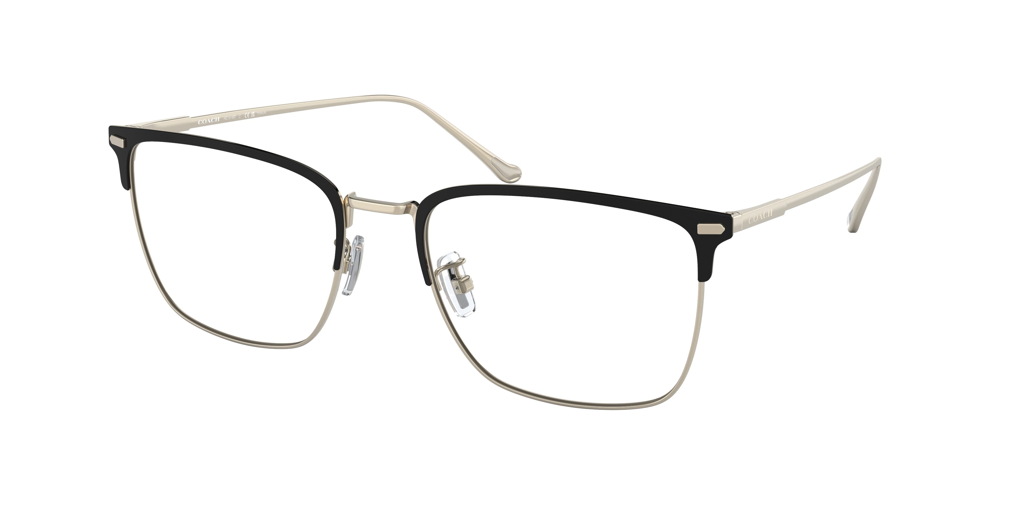 Coach HC5149T Square Eyeglasses  9005-Black / Light Gold 56-145-19 - Color Map Black