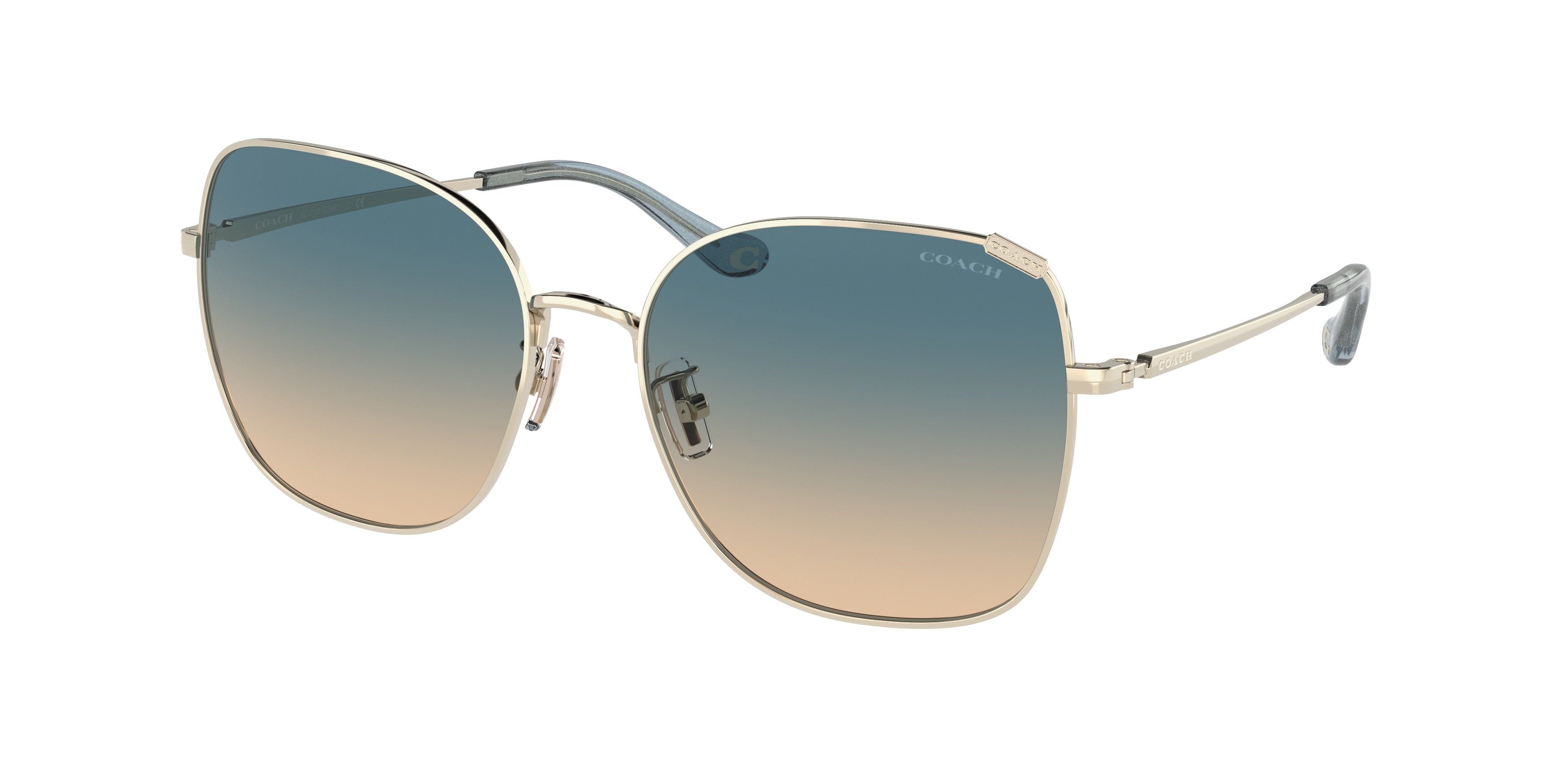 Coach C7997 HC7133 Square Sunglasses  900579-Shiny Light Gold 57-140-17 - Color Map Gold