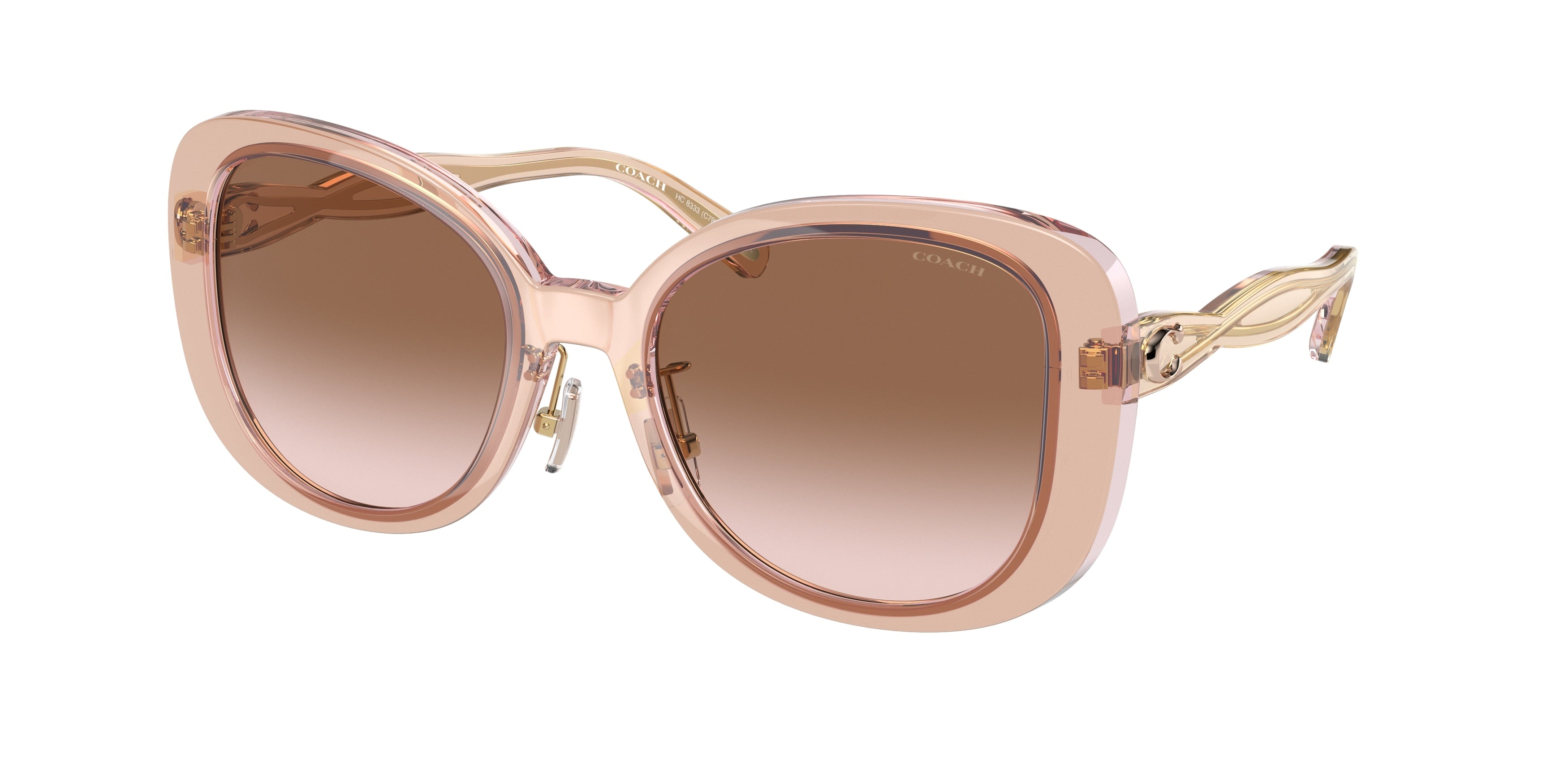 Coach C7995 HC8333 Square Sunglasses  568013-Transparent Blush 53-140-20 - Color Map Pink