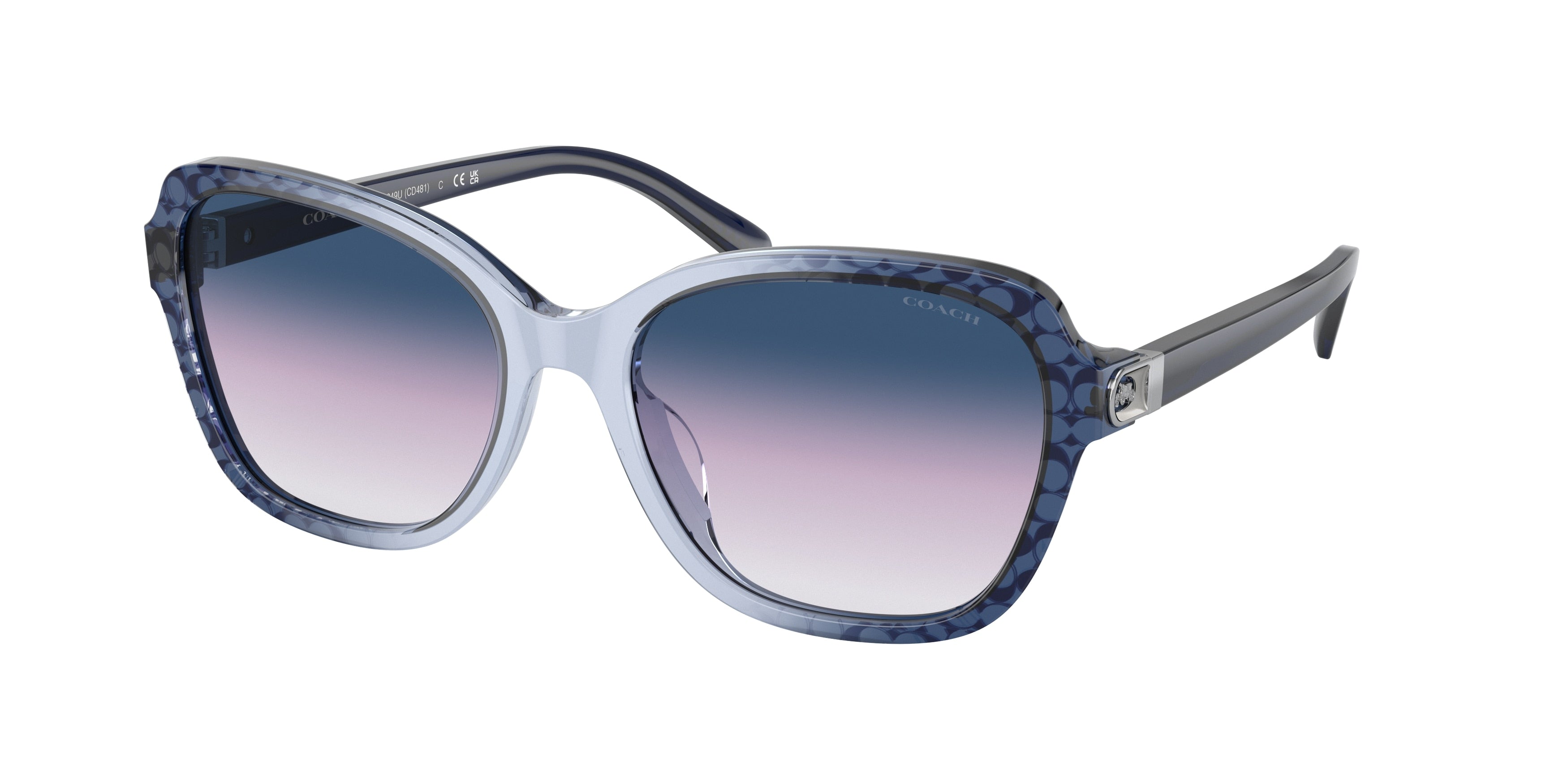 Coach CD482 HC8349U Irregular Sunglasses  57088H-Blue Gradient 56-140-18 - Color Map Blue