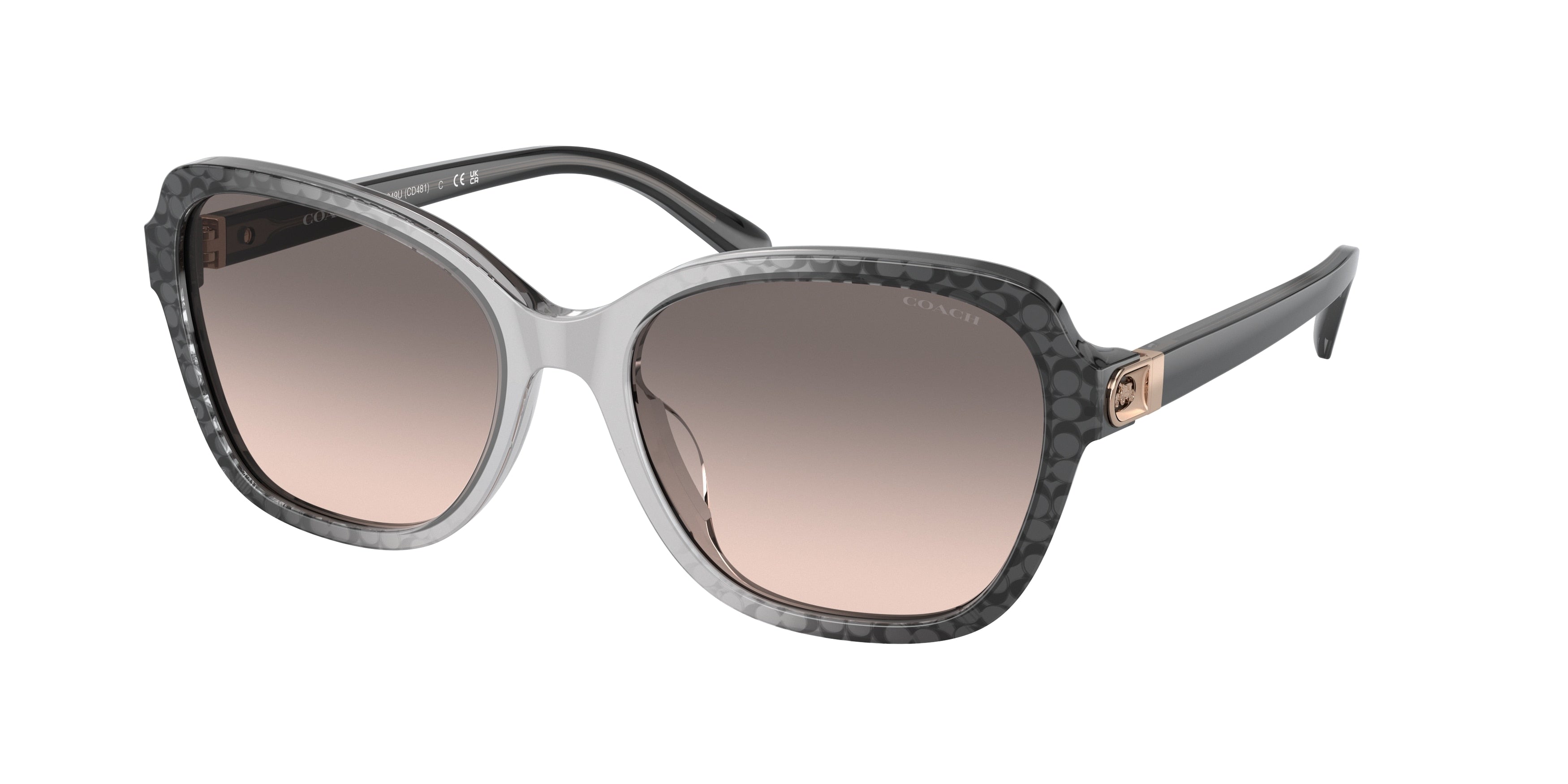 Coach CD482 HC8349U Irregular Sunglasses  57103B-Grey Gradient 56-140-18 - Color Map Grey