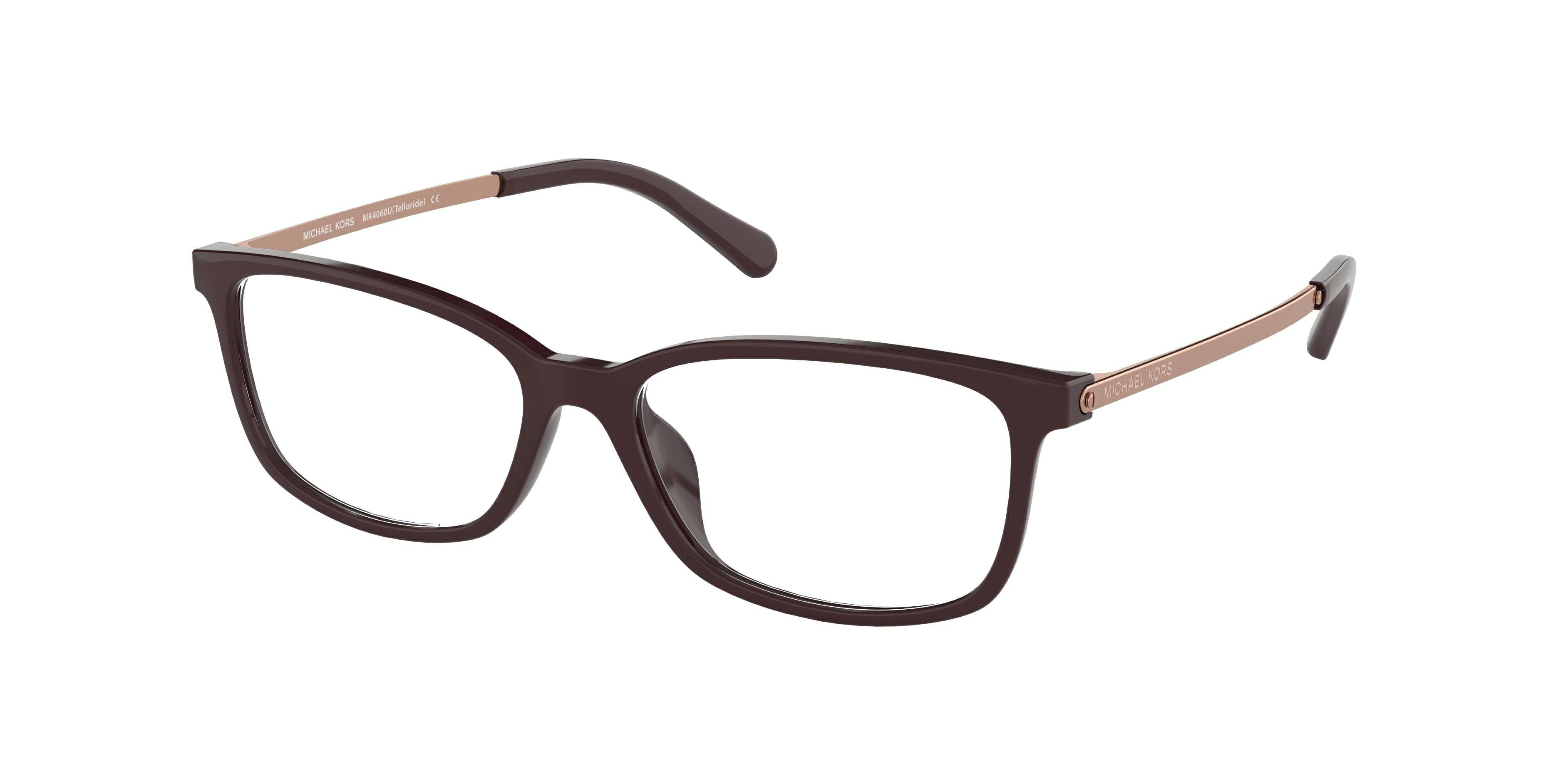 Michael Kors TELLURIDE MK4060U Rectangle Eyeglasses  3344-Cordovan 54-140-15 - Color Map Brown