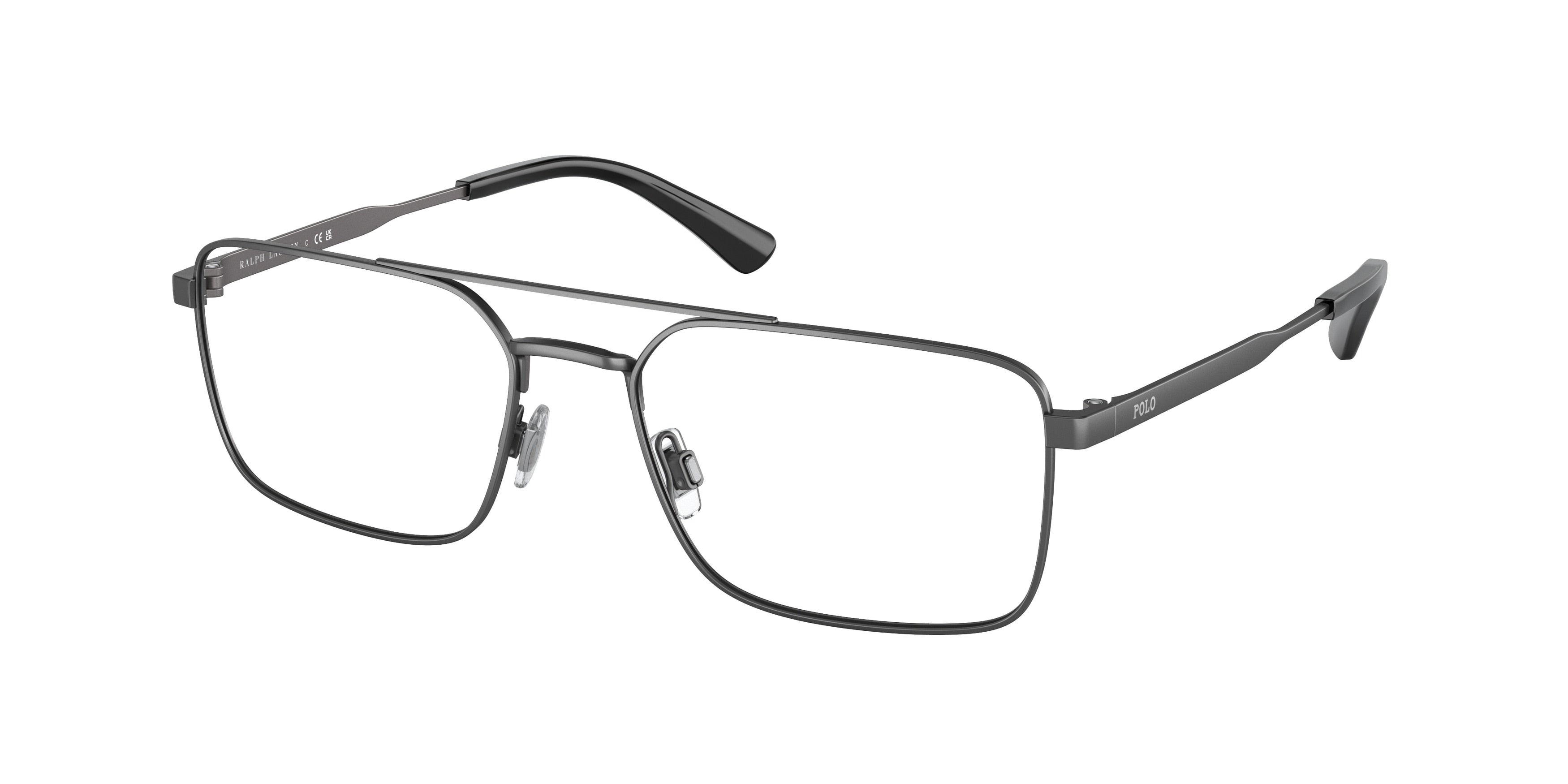 Polo PH1216 Rectangle Eyeglasses  9307-Semishiny Dark Gunmetal 55-145-18 - Color Map Grey