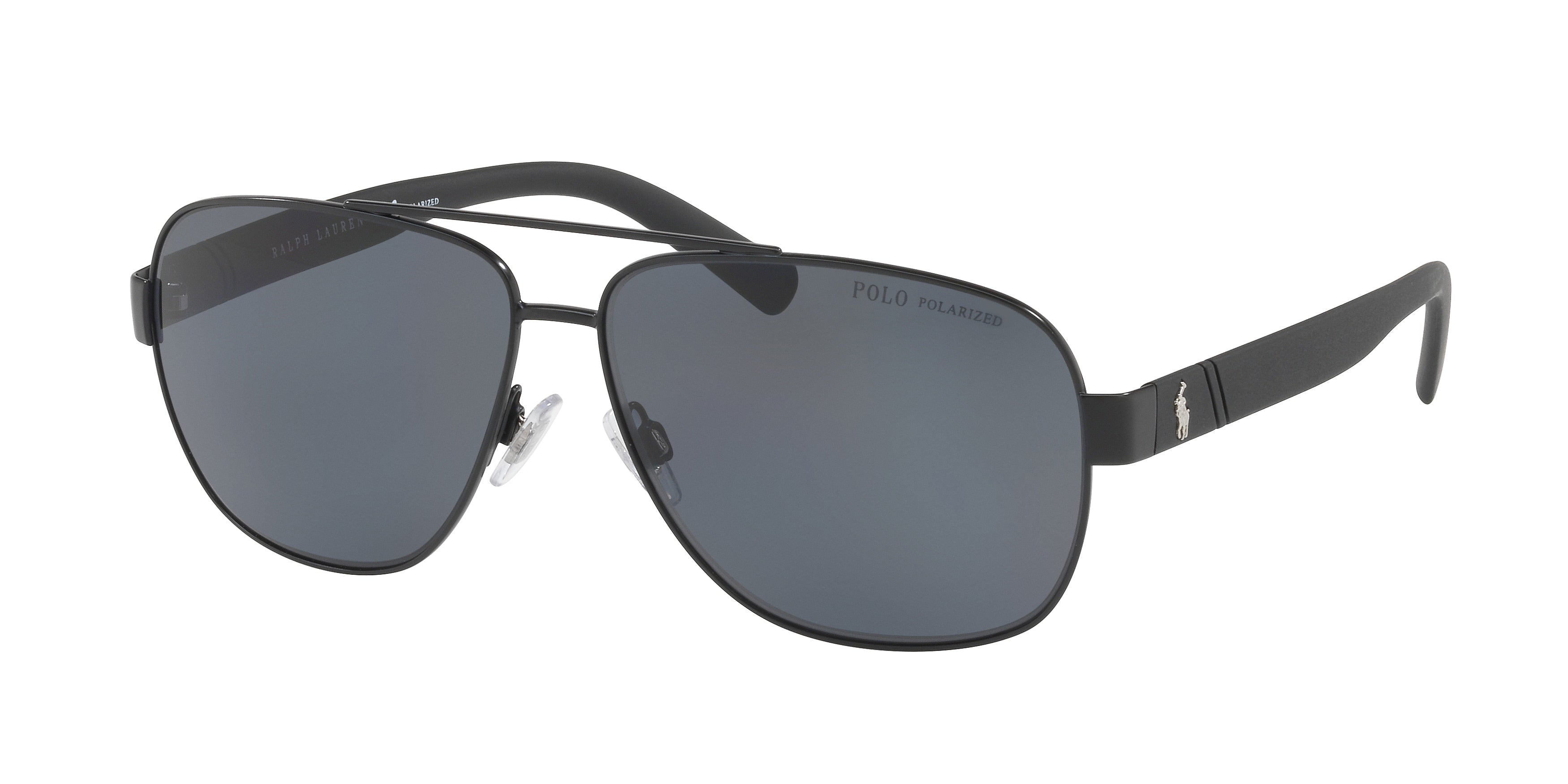 Polo PH3110 Pilot Sunglasses  926781-Semi-Shiny Black 60-145-12 - Color Map Black