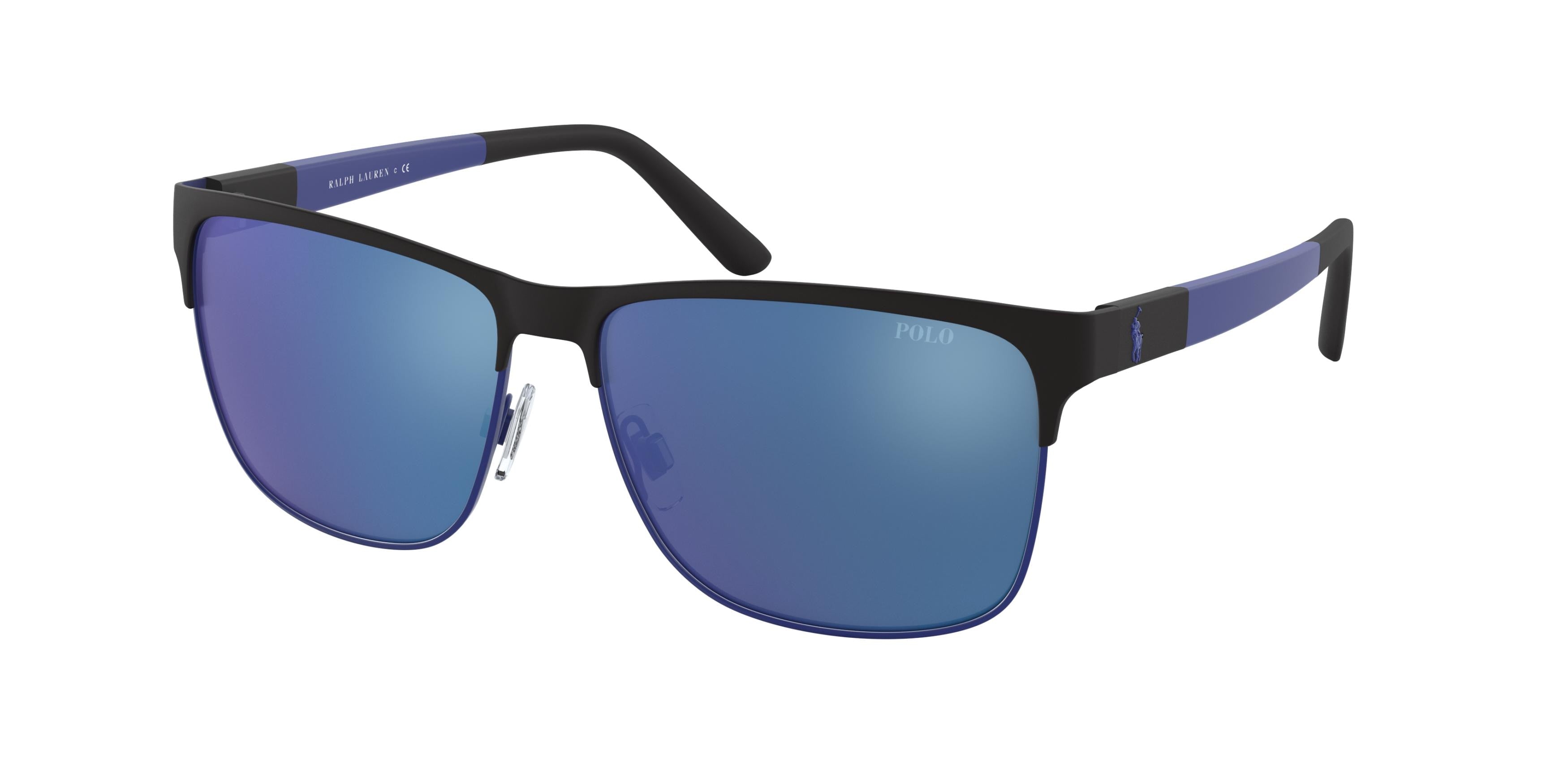 Polo PH3128 Pillow Sunglasses  939955-Matte Black On Matte Royal 57-145-14 - Color Map Black