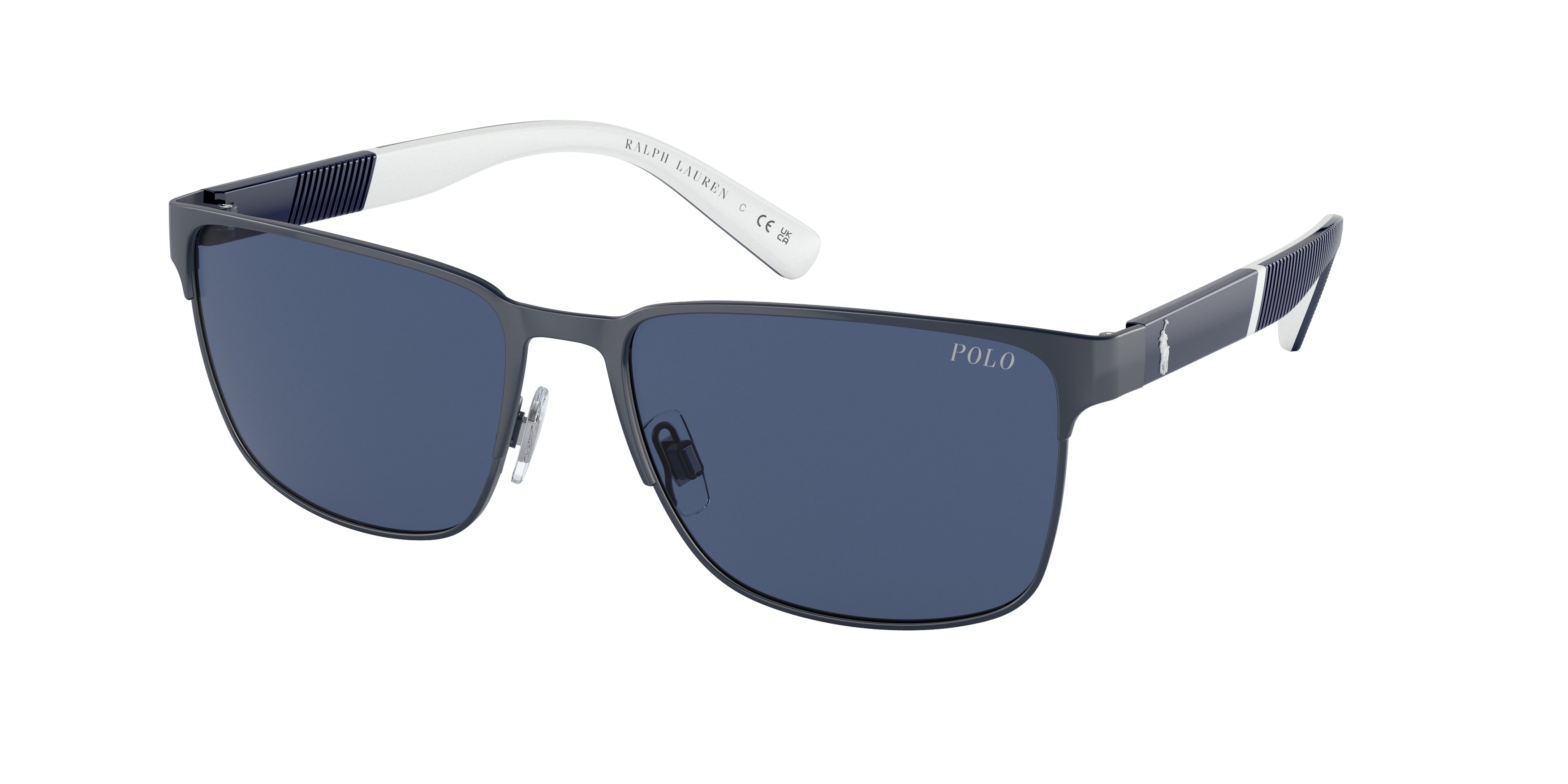 Polo PH3143 Rectangle Sunglasses  942180-Semishiny Navy Blue 57-145-17 - Color Map Blue