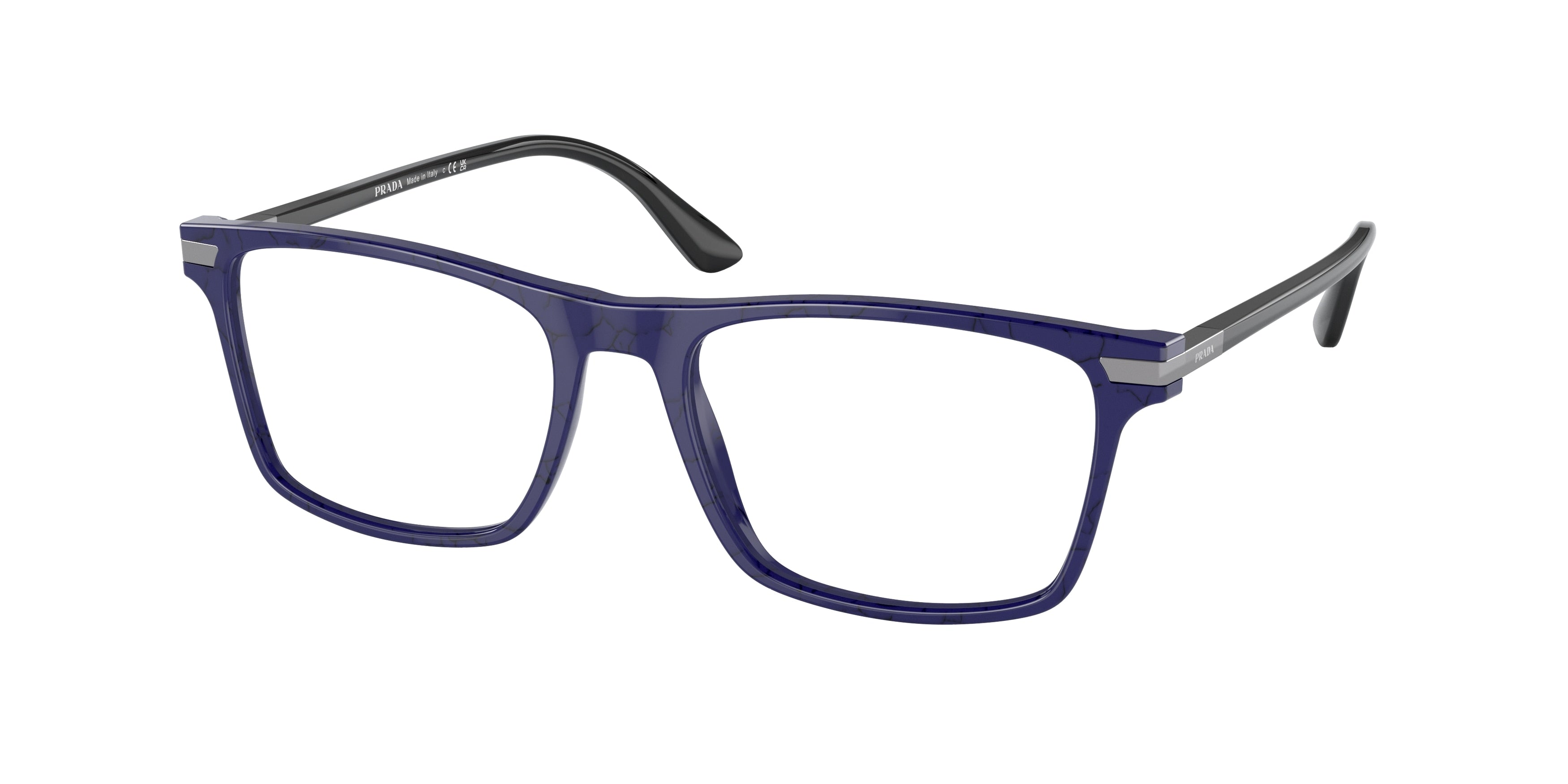 Prada PR01WV Rectangle Eyeglasses  18D1O1-Baltic Marble 56-145-18 - Color Map Blue