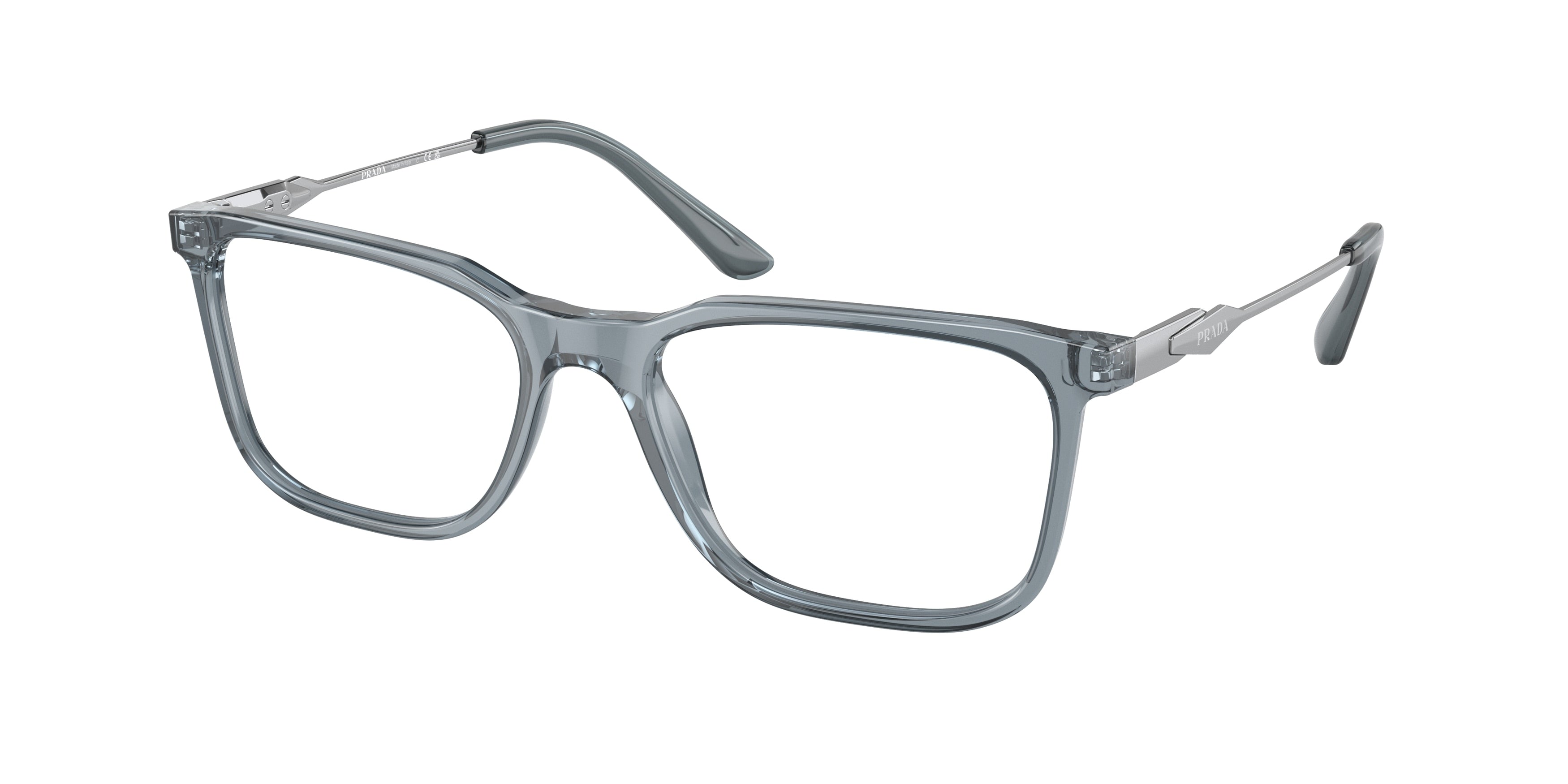 Prada PR05ZV Rectangle Eyeglasses  19F1O1-Crystal Graphite 55-140-18 - Color Map Transparent