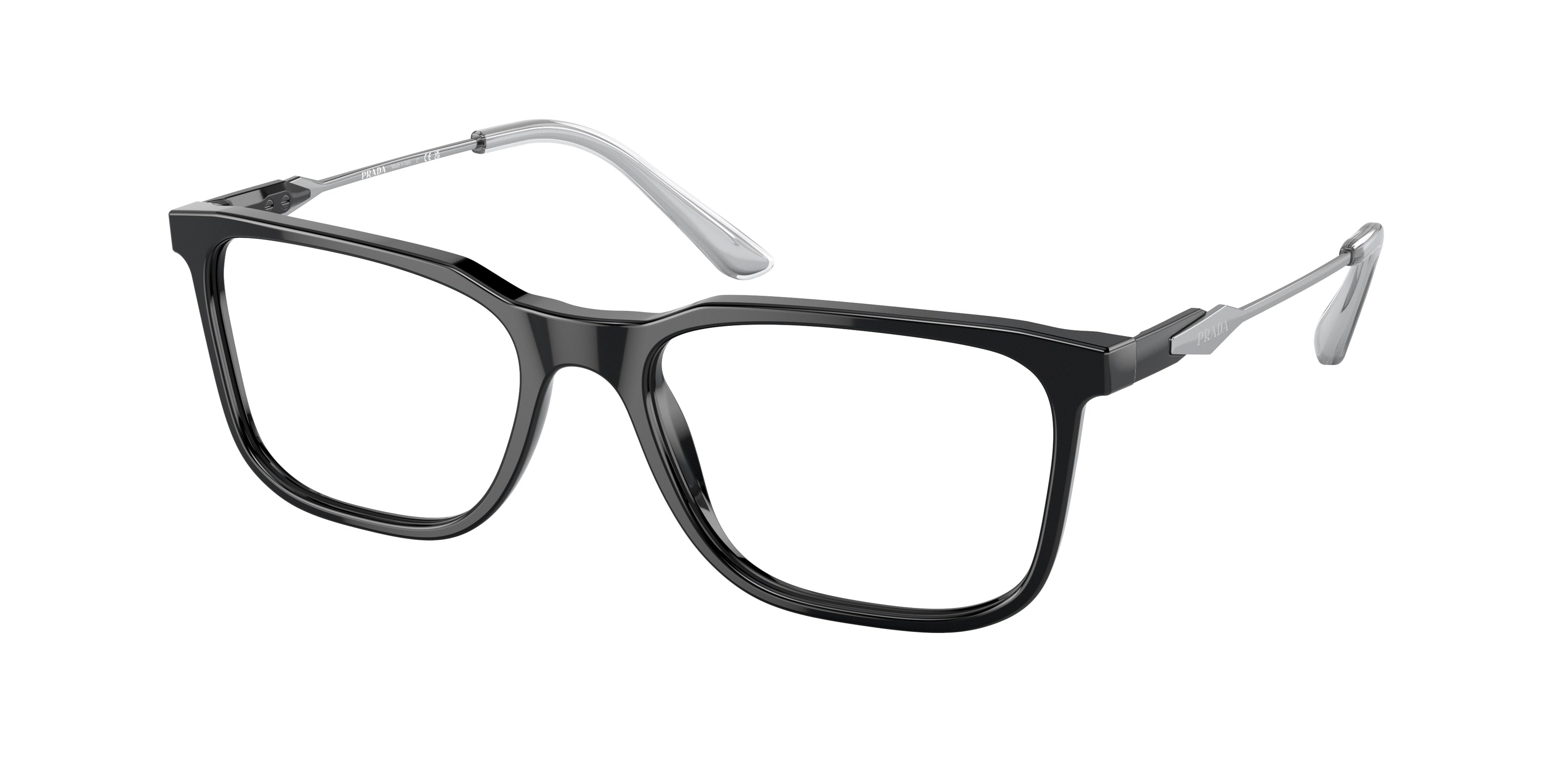 Prada PR05ZV Rectangle Eyeglasses  1AB1O1-Black 55-140-18 - Color Map Black