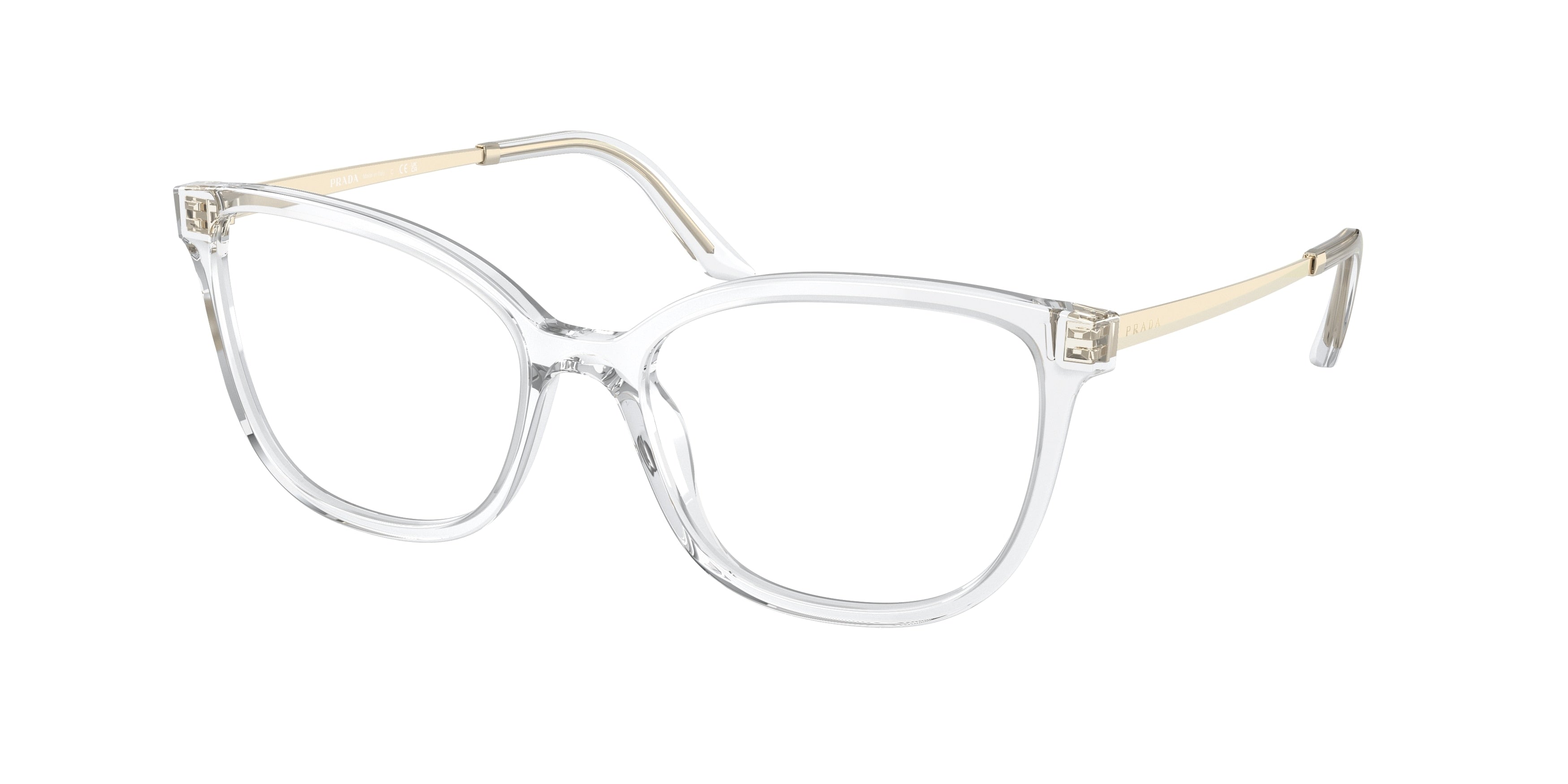 Prada PR07WV Cat Eye Eyeglasses  2AZ1O1-Crystal 54-140-17 - Color Map White