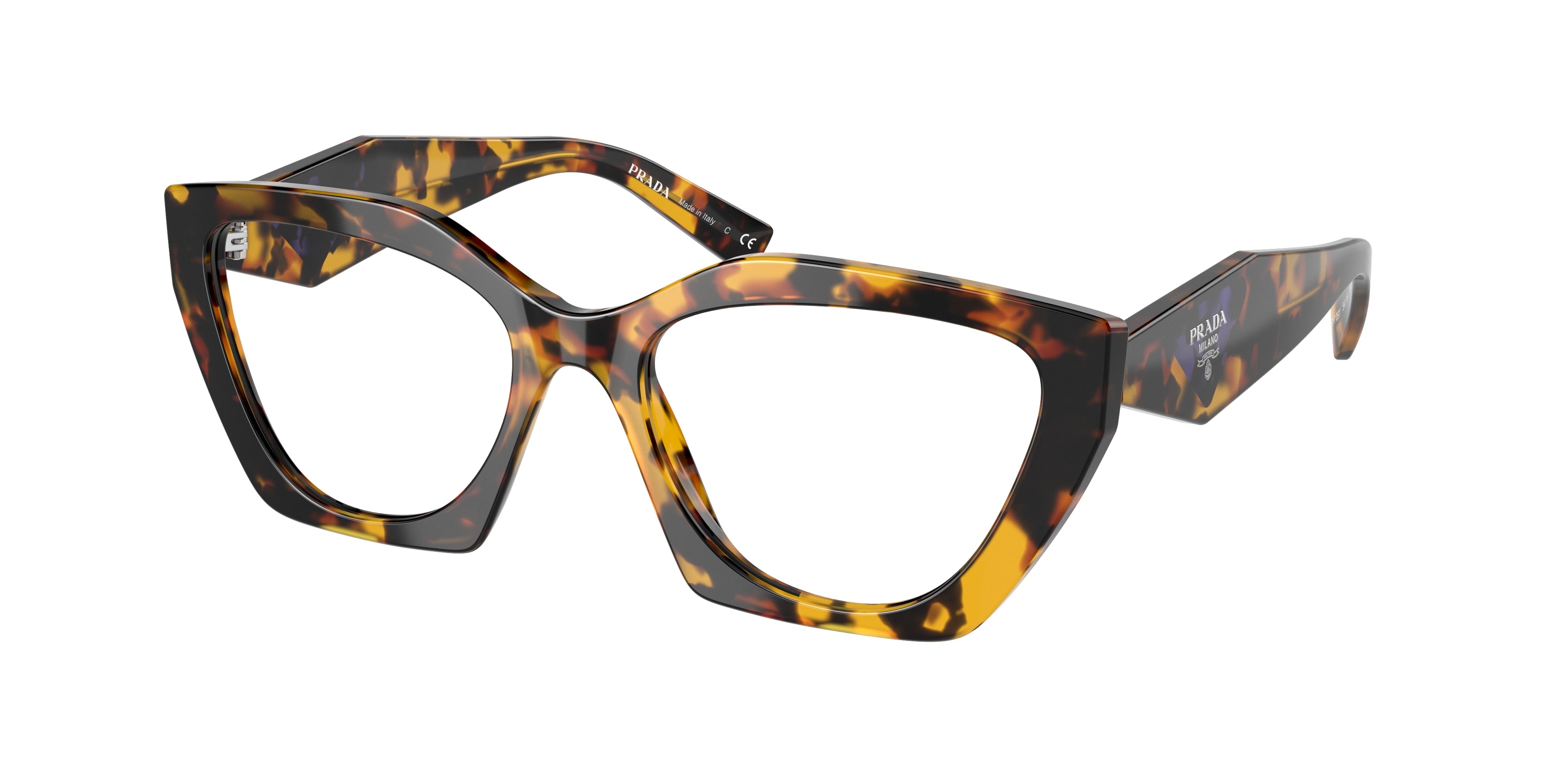 Prada PR09YV Irregular Eyeglasses  VAU1O1-Honey Tortoise 54-140-18 - Color Map Tortoise