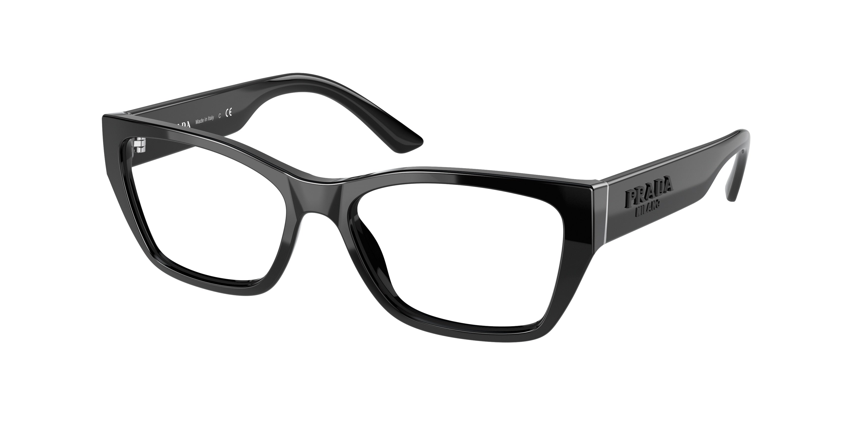 Prada PR11YV Irregular Eyeglasses  1AB1O1-Black 54-140-16 - Color Map Black