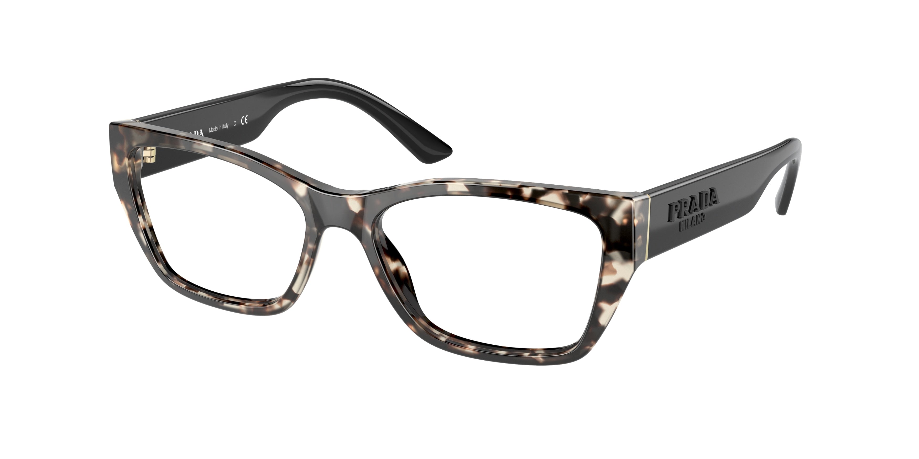 Prada PR11YV Irregular Eyeglasses  UAO1O1-Black/White 54-140-16 - Color Map Black